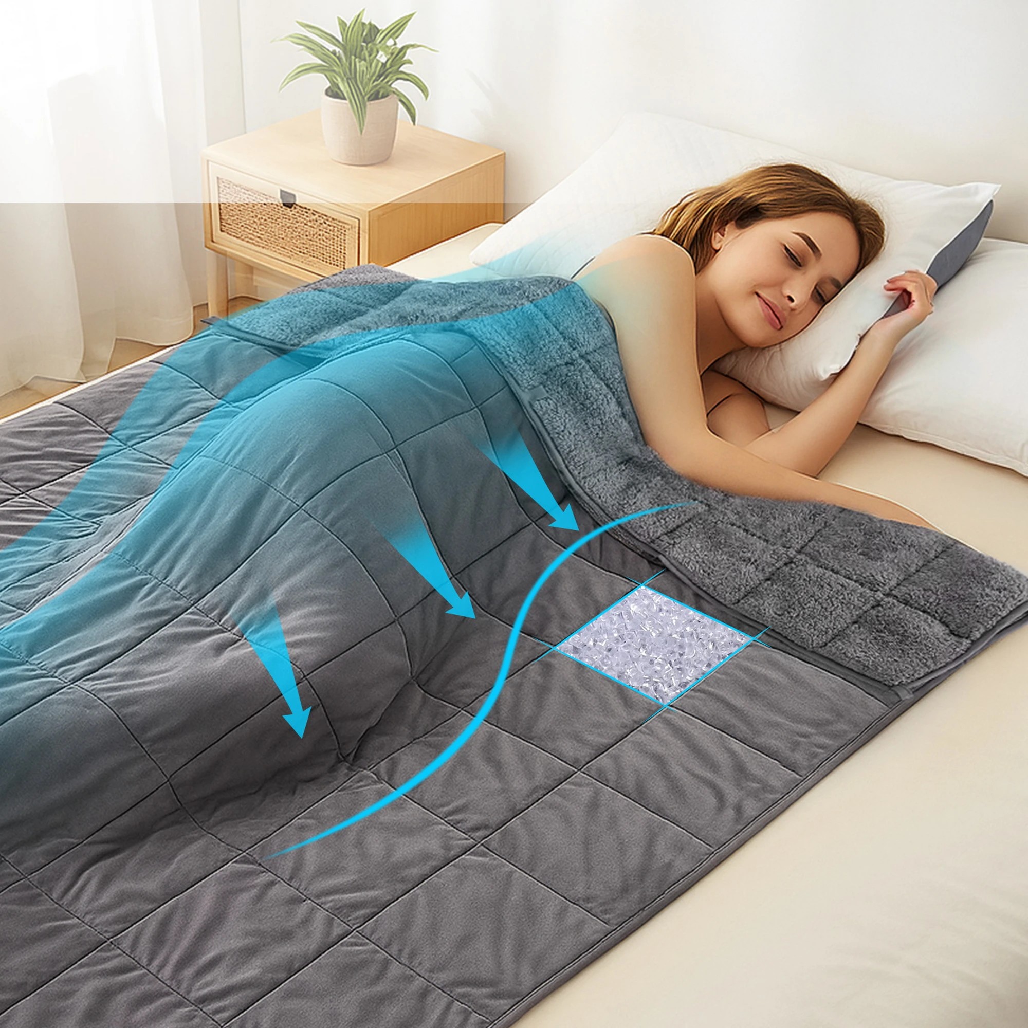 8 Giselle Bedding Weighted Blanket Fleece Sherpa Heavy Blanket 4.5KG - Grey, 8 of 10