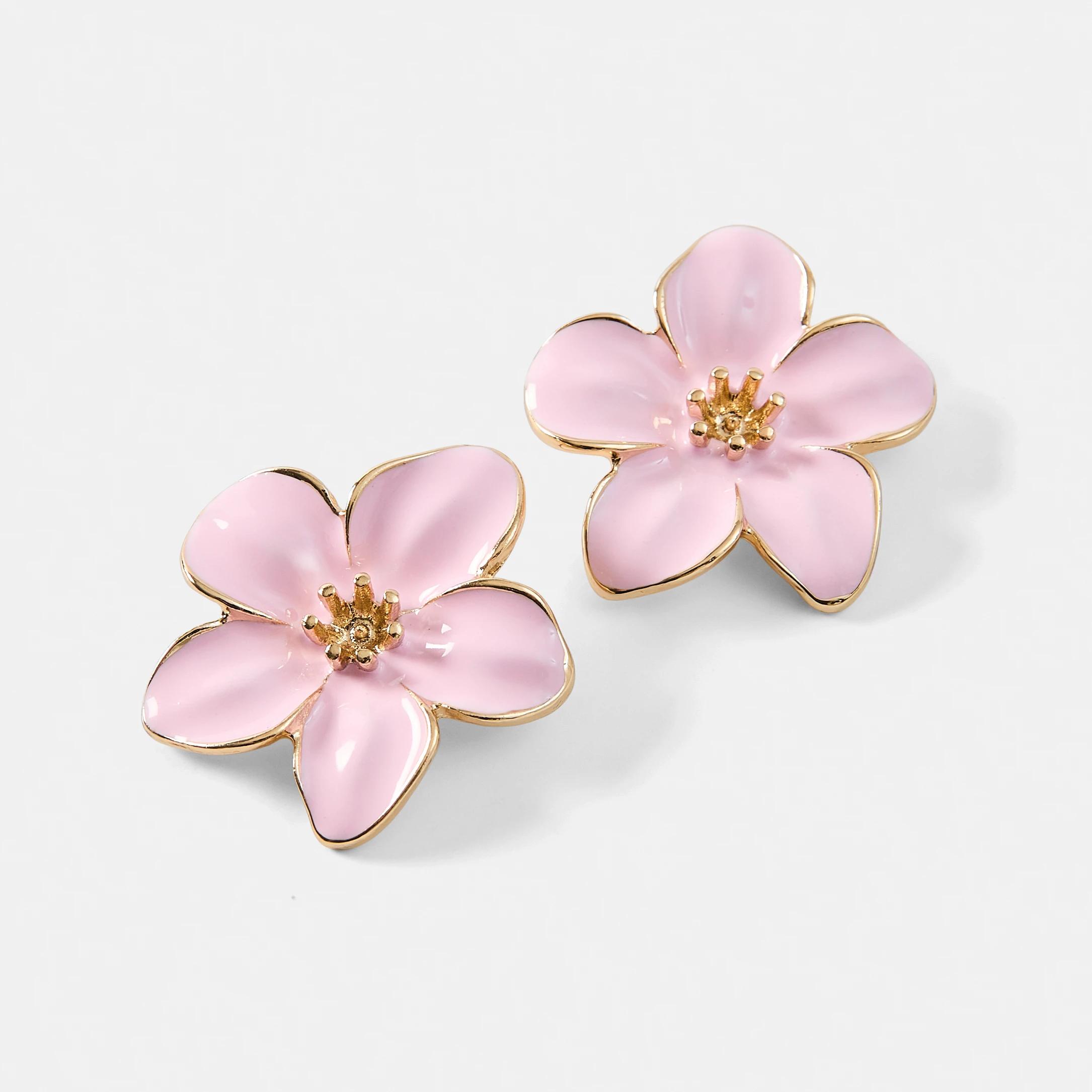 2 Flower Stud Earrings - Pink Pink, 2 of 4