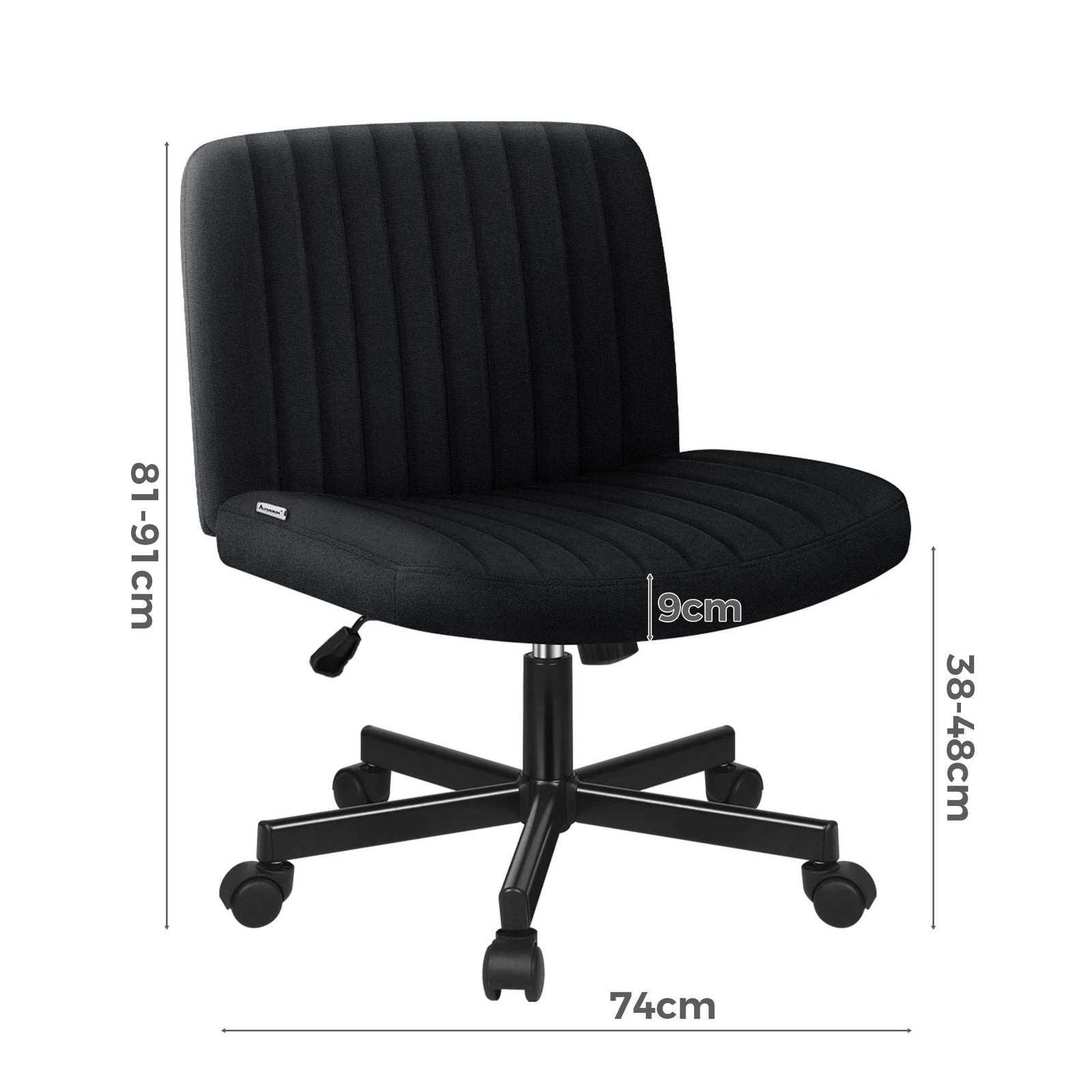 9 Alfordson Office Desk Chair Computer Armless Wide Seat Mid Back Fabric - Black, 9 of 9