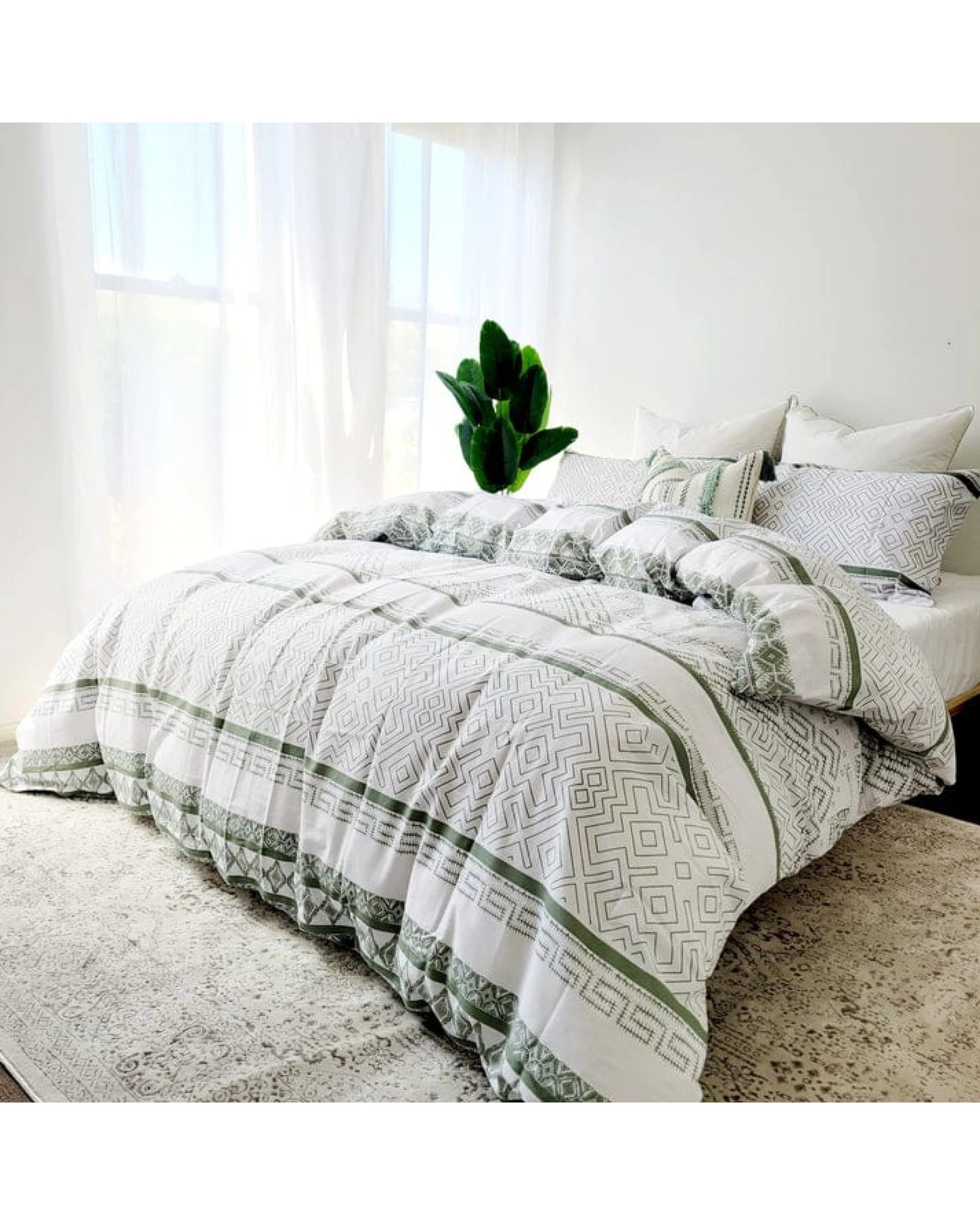 1 Amsons Pure Cotton Quilt Cover Set - King Single Bed - Green, 1 of 1