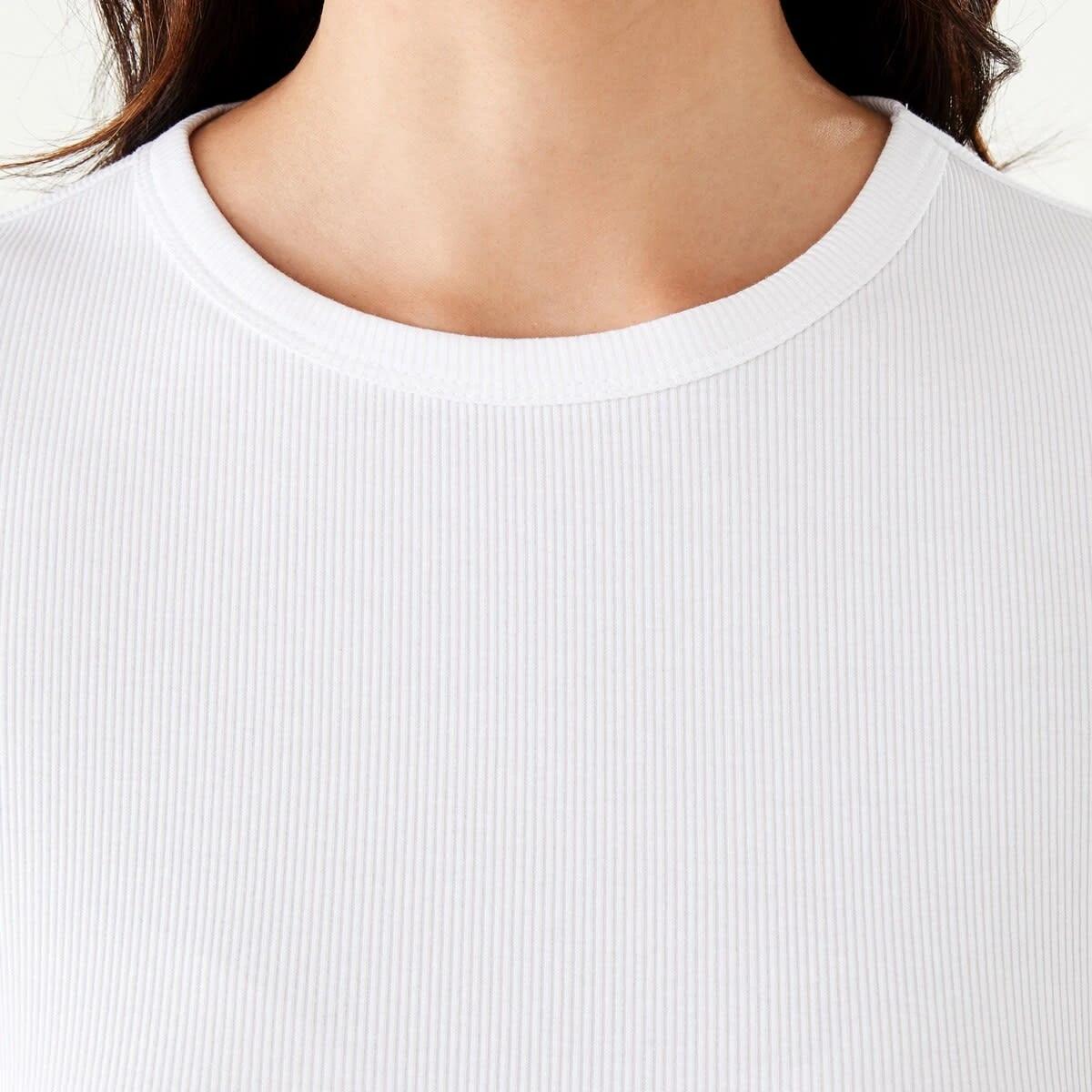 6 Long Sleeve Rib Crew T-shirt White, 6 of 6