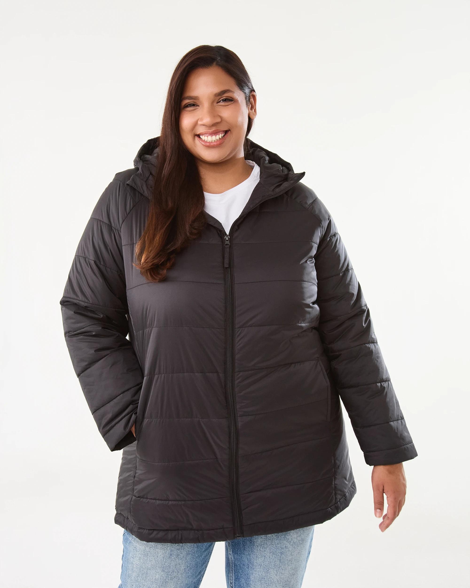 2 Curve Long Sleeve Lightweight Puffer Jacket Black, 2 of 7