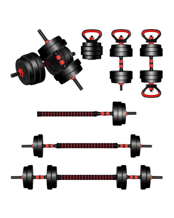 Black Lord Dumbbell Set 7in1 Adjustable Barbell Kettlebell Home Gym Fitness 40kg