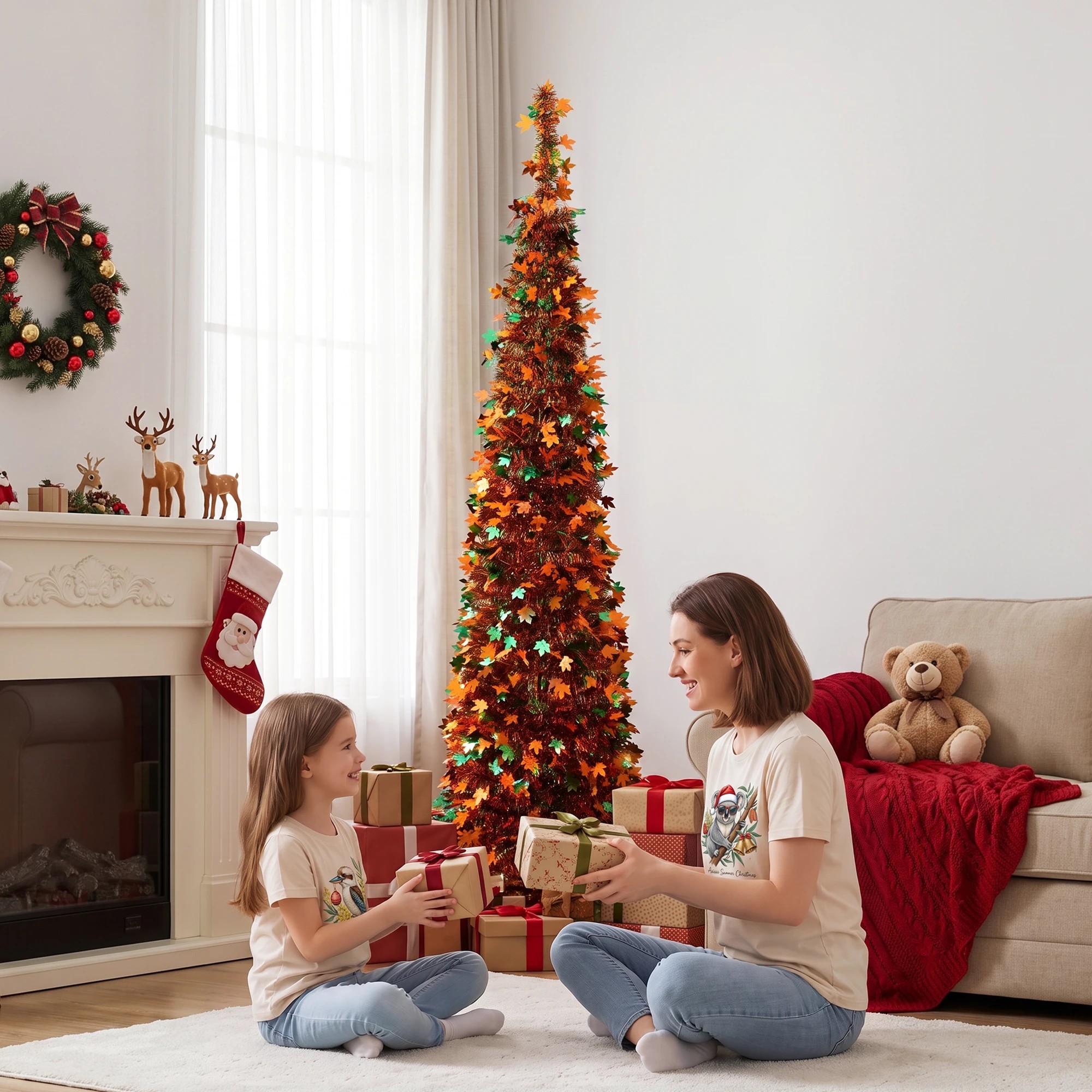 7 Jingle Jollys 160cm Pop Up Christmas Tree Artificial Christmas Tree Golden Maple Leaf - Multi, 7 of 8