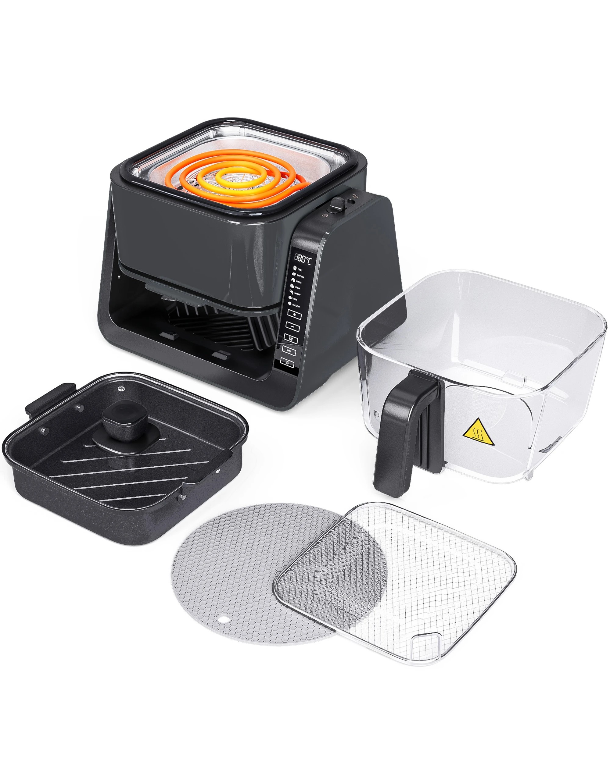 7 Advwin 6L Dual Zone Air Fryer, Top BBQ Grill & Bottom Fryer - Black, 7 of 7