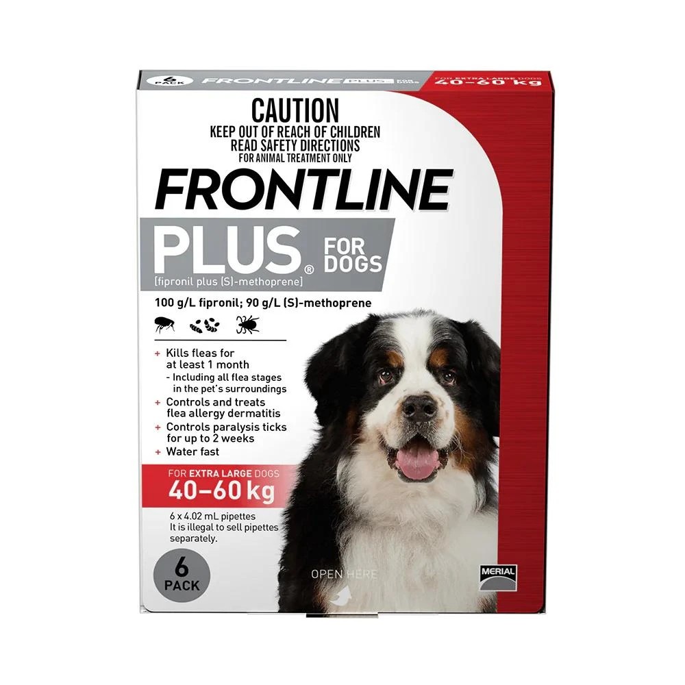 1 Frontline Plus Dog 40-60kg X/Lge 6pk Red, 1 of 1