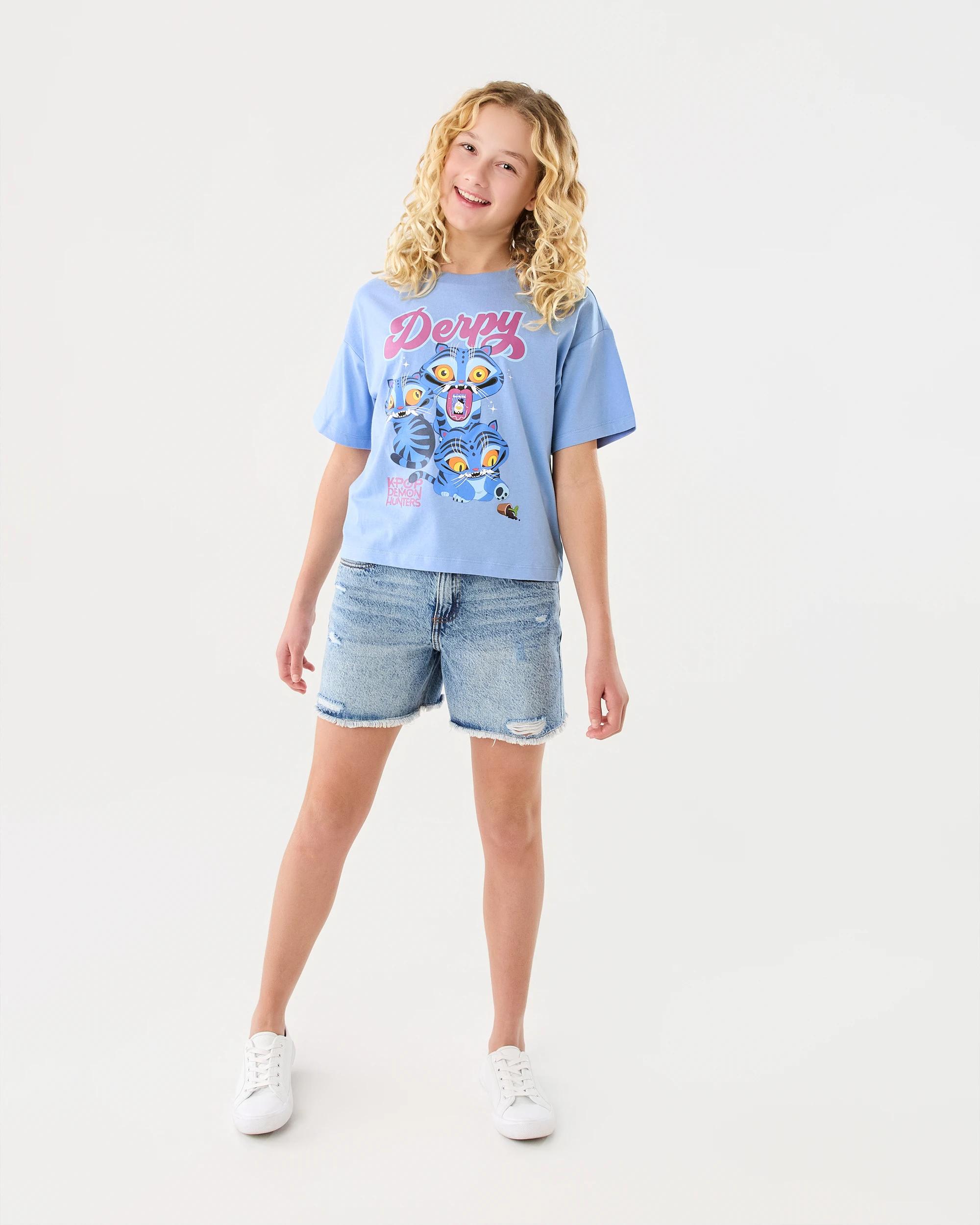 6 KPop Demon Hunters Derpy License Cropped T-shirt Blue Dh, 6 of 7