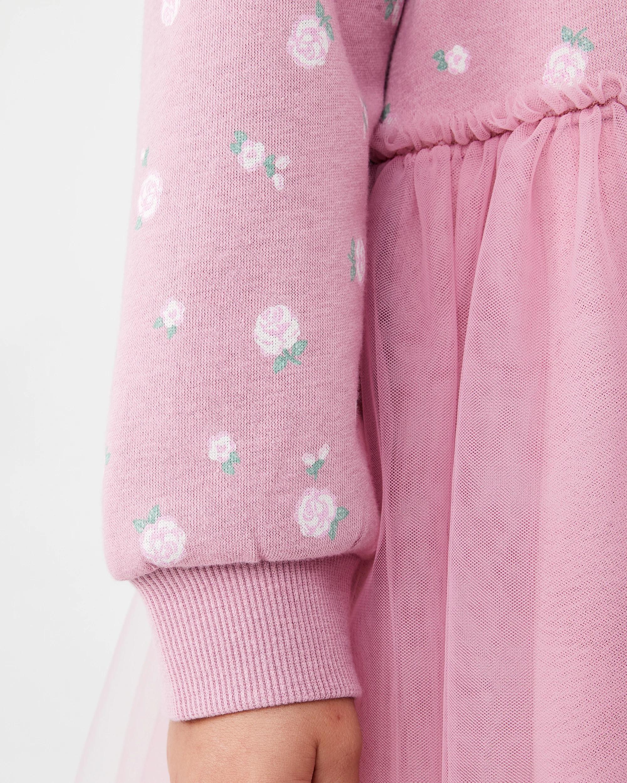7 Long Sleeve Fleece Tutu Dress Pink Rose, 7 of 8