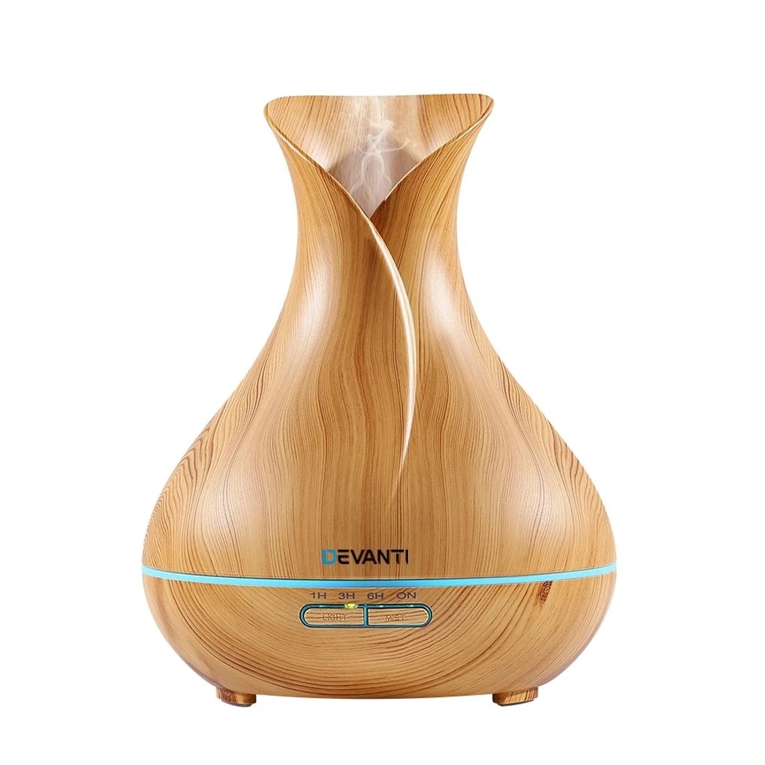 1 Devanti Aroma Diffuser Aromatherapy Light Wood 400ml Essential Oil Humidifier Quiet Timer Auto Shut Off Relaxing - Brown, 1 of 8