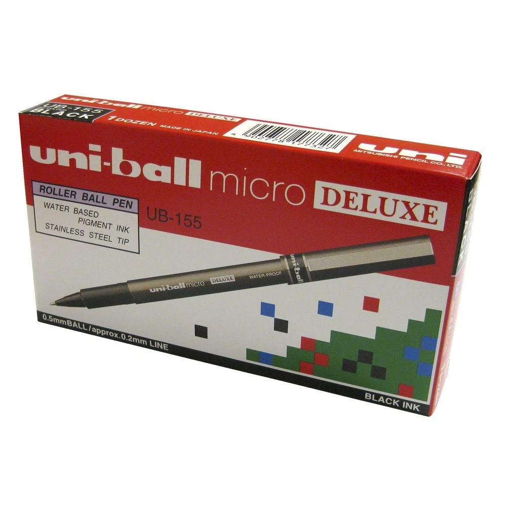 2 Uni-Ball Micro Deluxe Rollerball Pens Black 12 Pack, 2 of 2