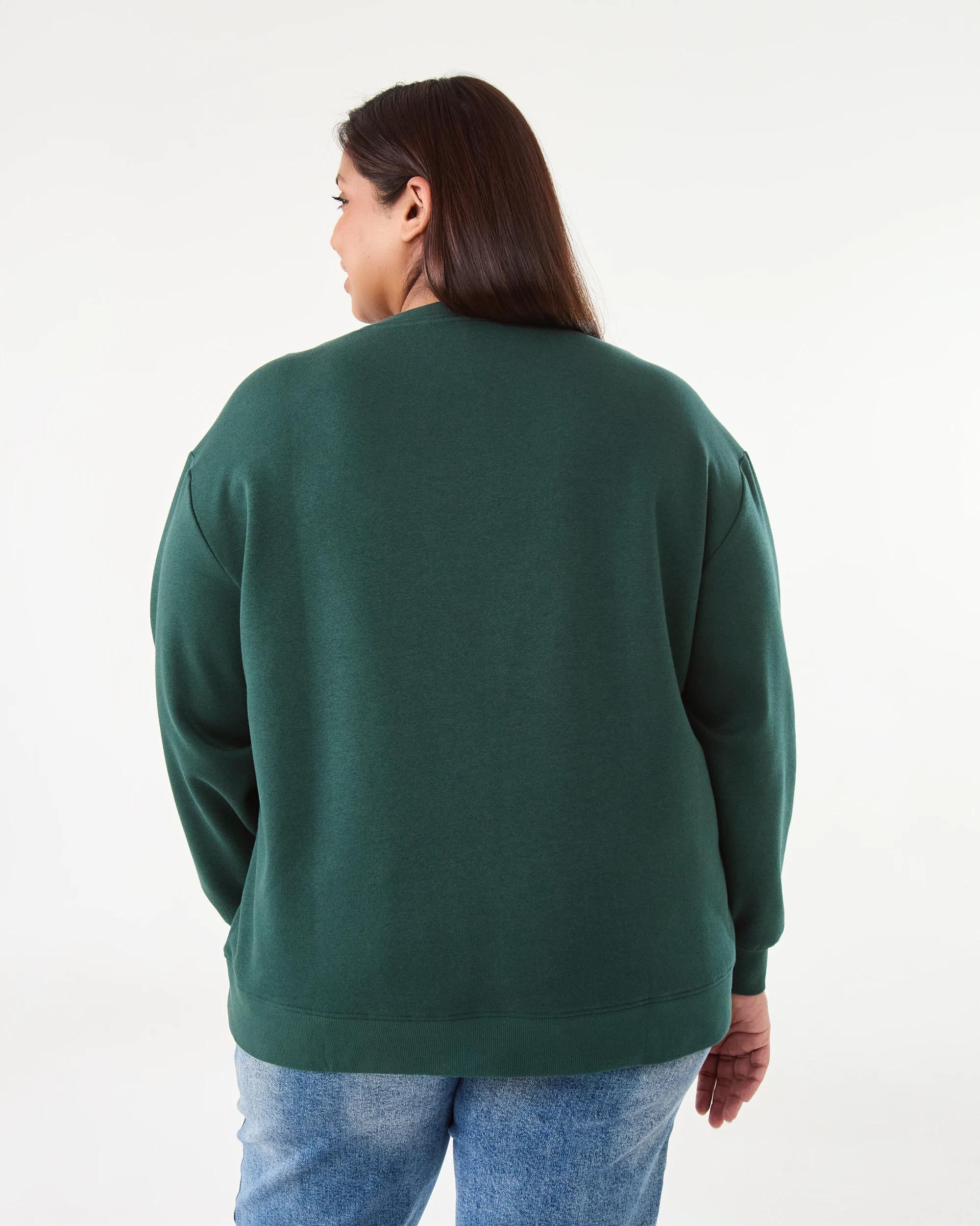 3 Curve Long Sleeve Boxy Sweatshirt Grn Leaf, 3 of 7