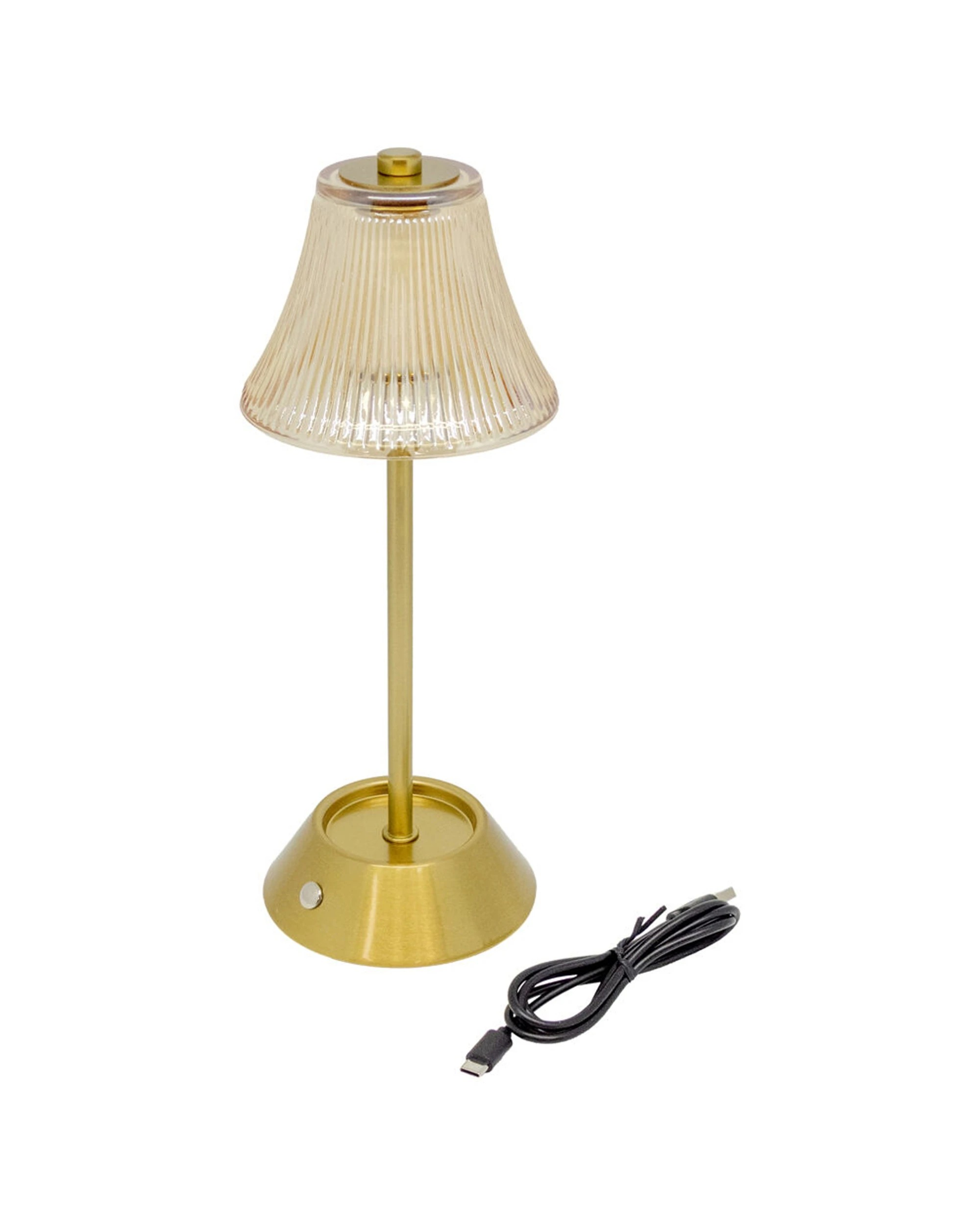 2 Boyle Rechargeable LED Table Lamp Fluted Glass Shade Adjustable Lighting - Bronze, 2 of 8