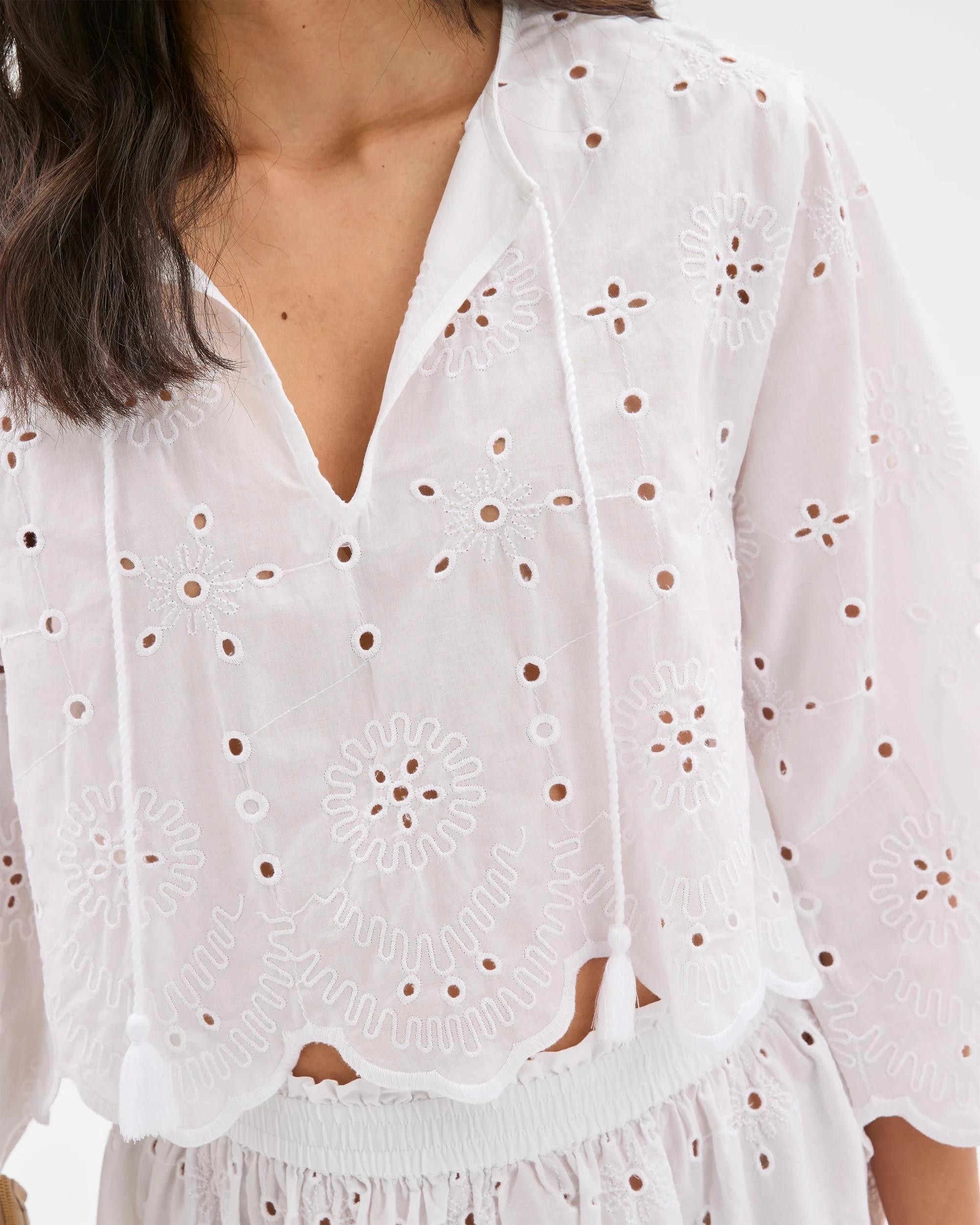 4 Target Resort Australian Cotton Broderie Tie Top WHITE, 4 of 7