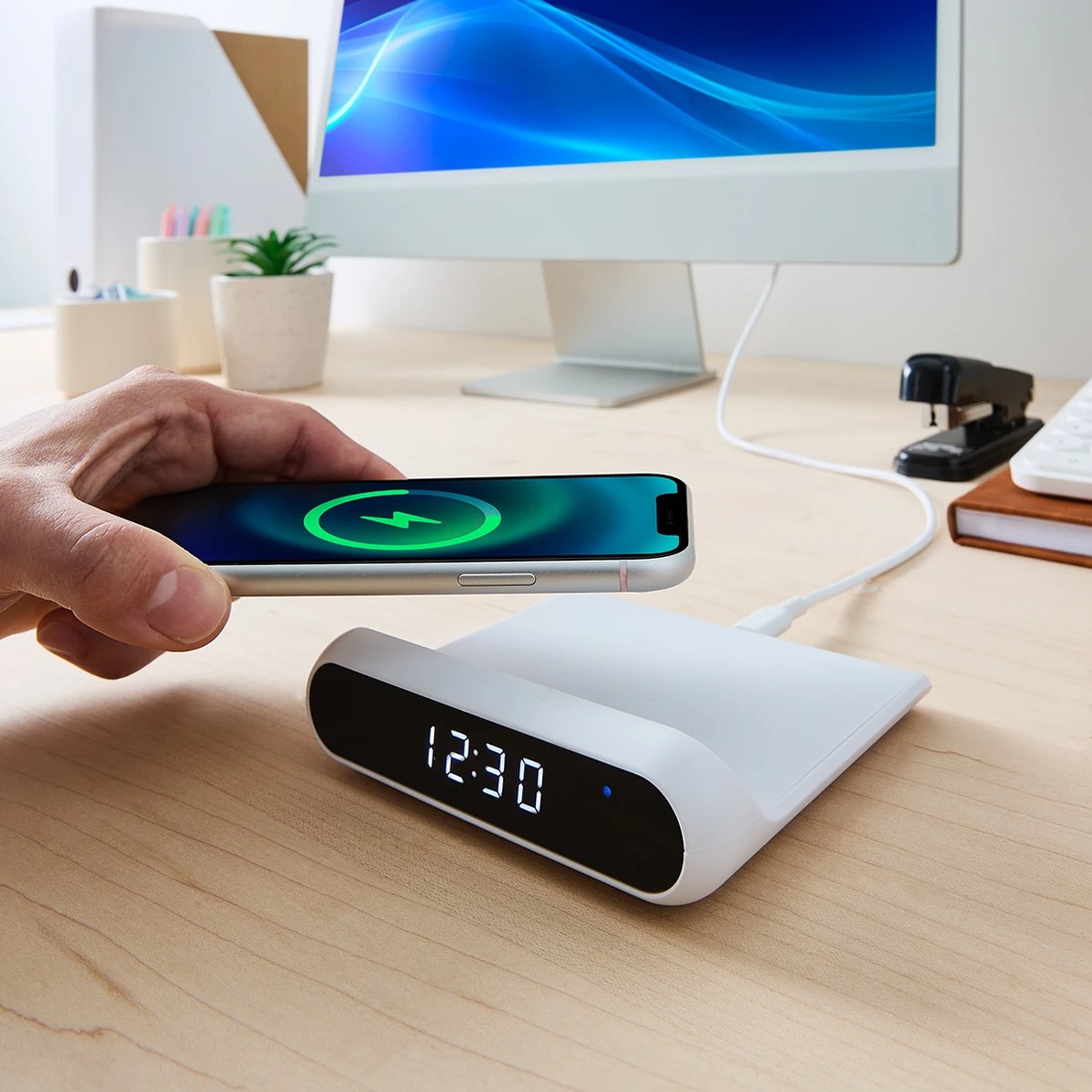 1 Clock Wireless Charger - White, 1 of 10