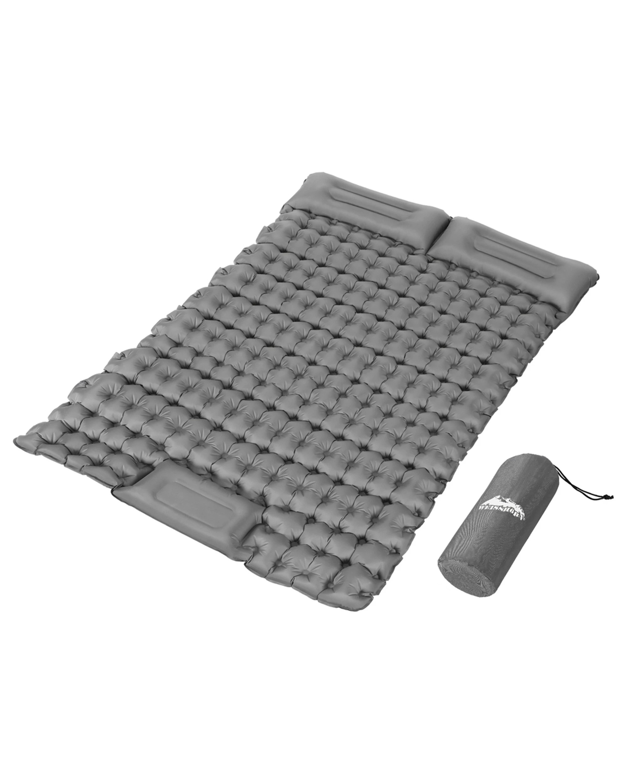 1 Weisshorn Self Inflating Mattress Camping Sleeping Mat Air Bed Double Pillow Bag - Grey, 1 of 5