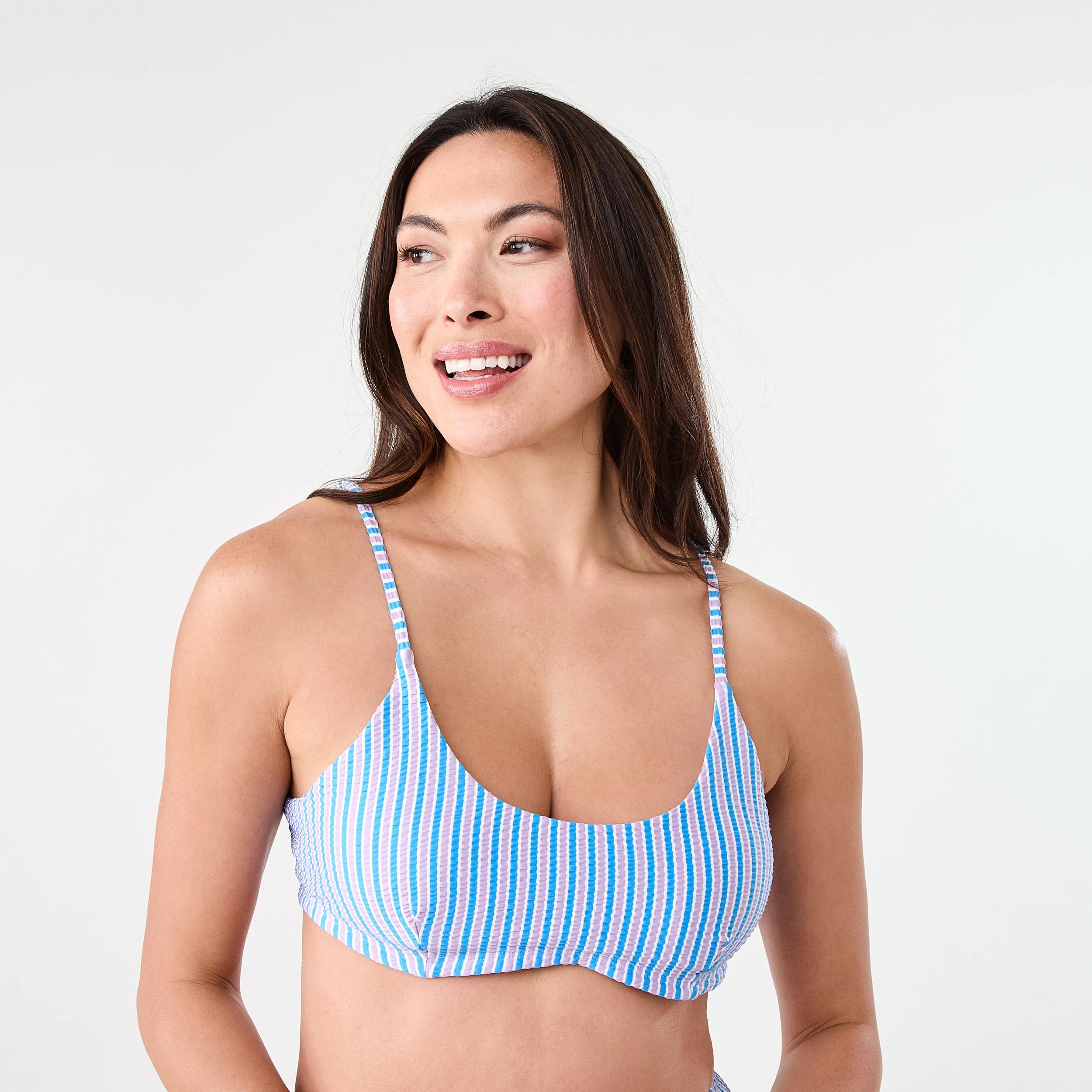 1 Textured Bralette Bikini Top BLUE LILAC STRIPE, 1 of 8