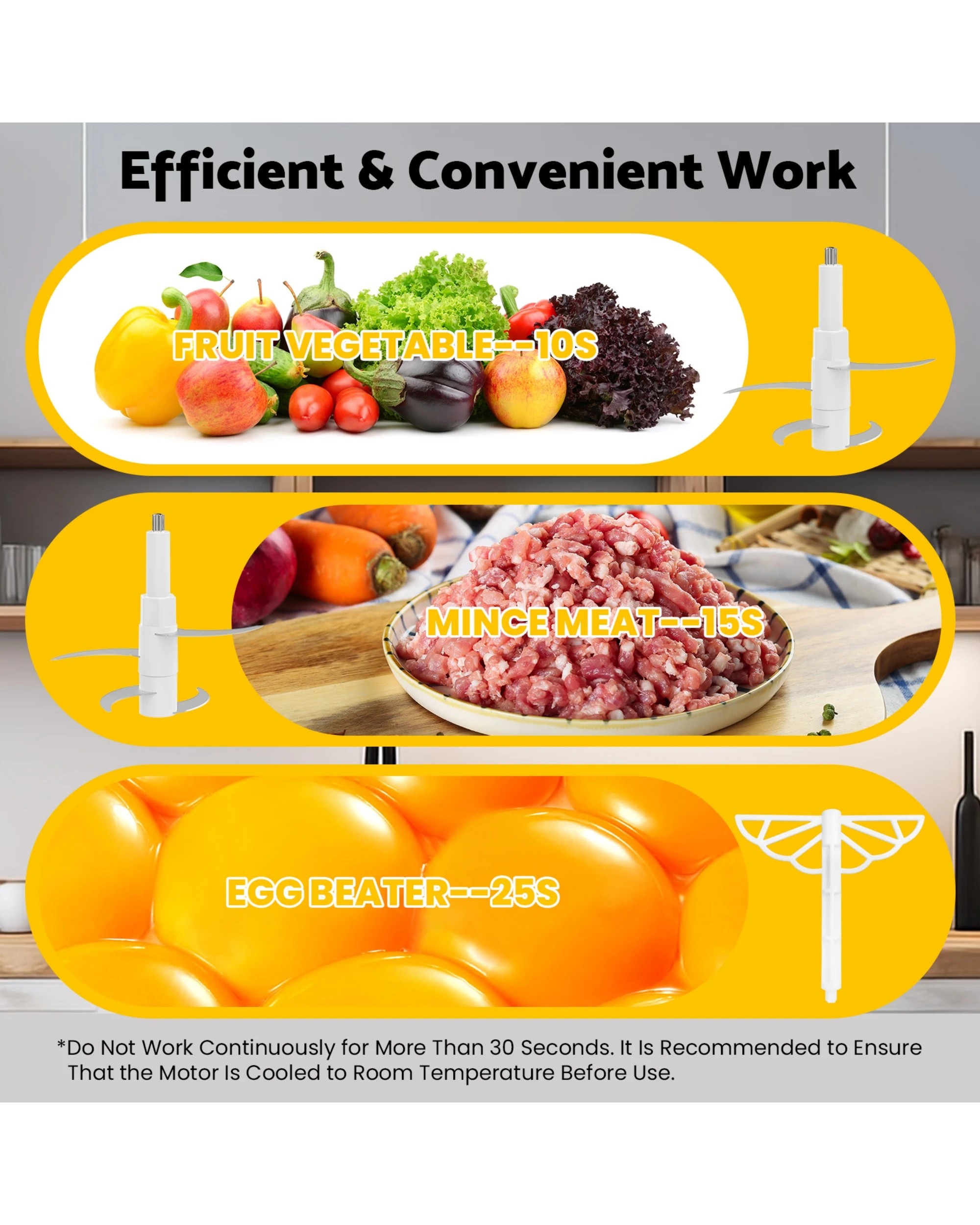 3 Advwin Electric Chopper, 3l Food Processor With 4 Sharp Blades, 300w Meat Grinder For Veg/meat/egg, 3 of 9