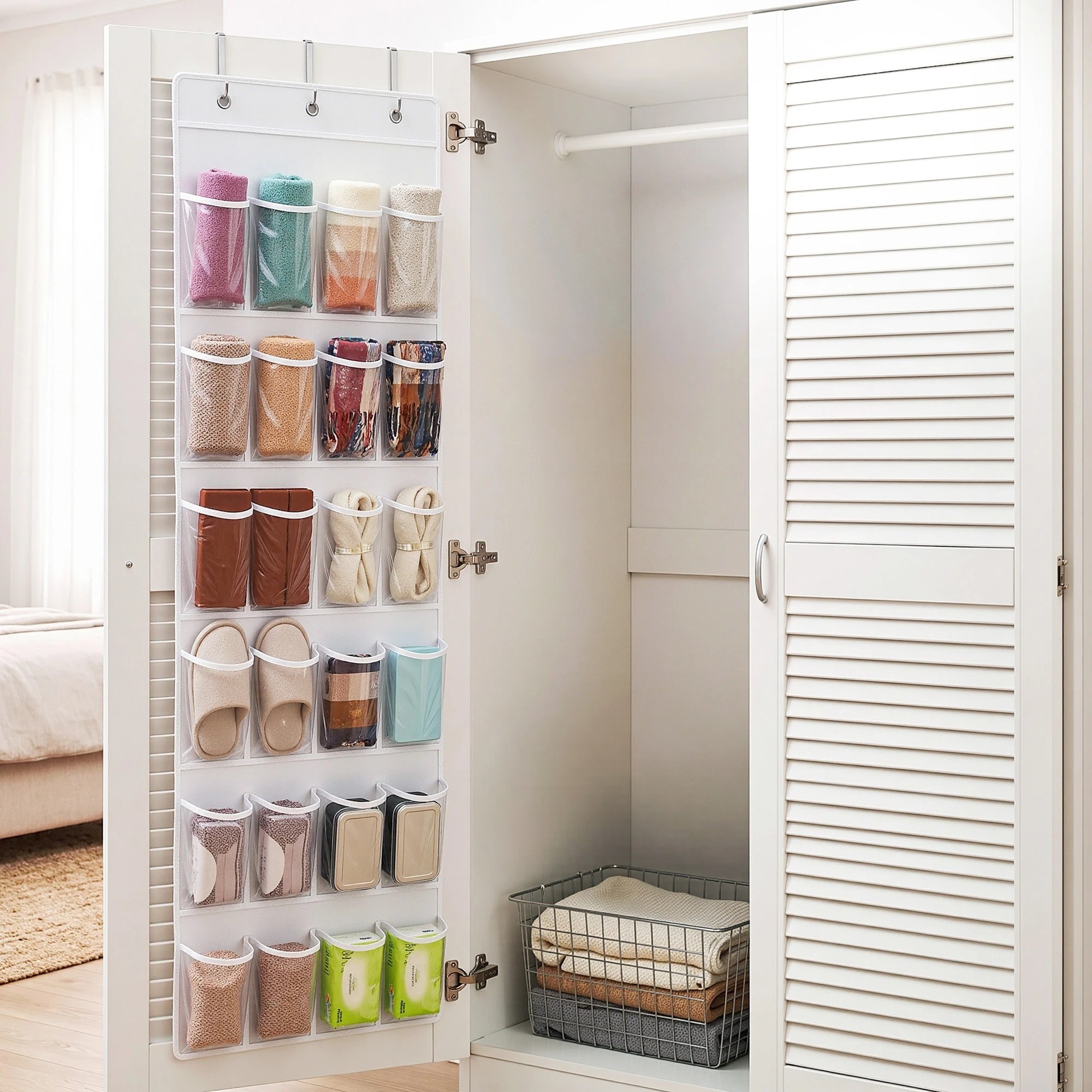 4 Artiss Over Door Shoe Storage Organiser X2 6 Tier 24 Pockets - White, 4 of 8