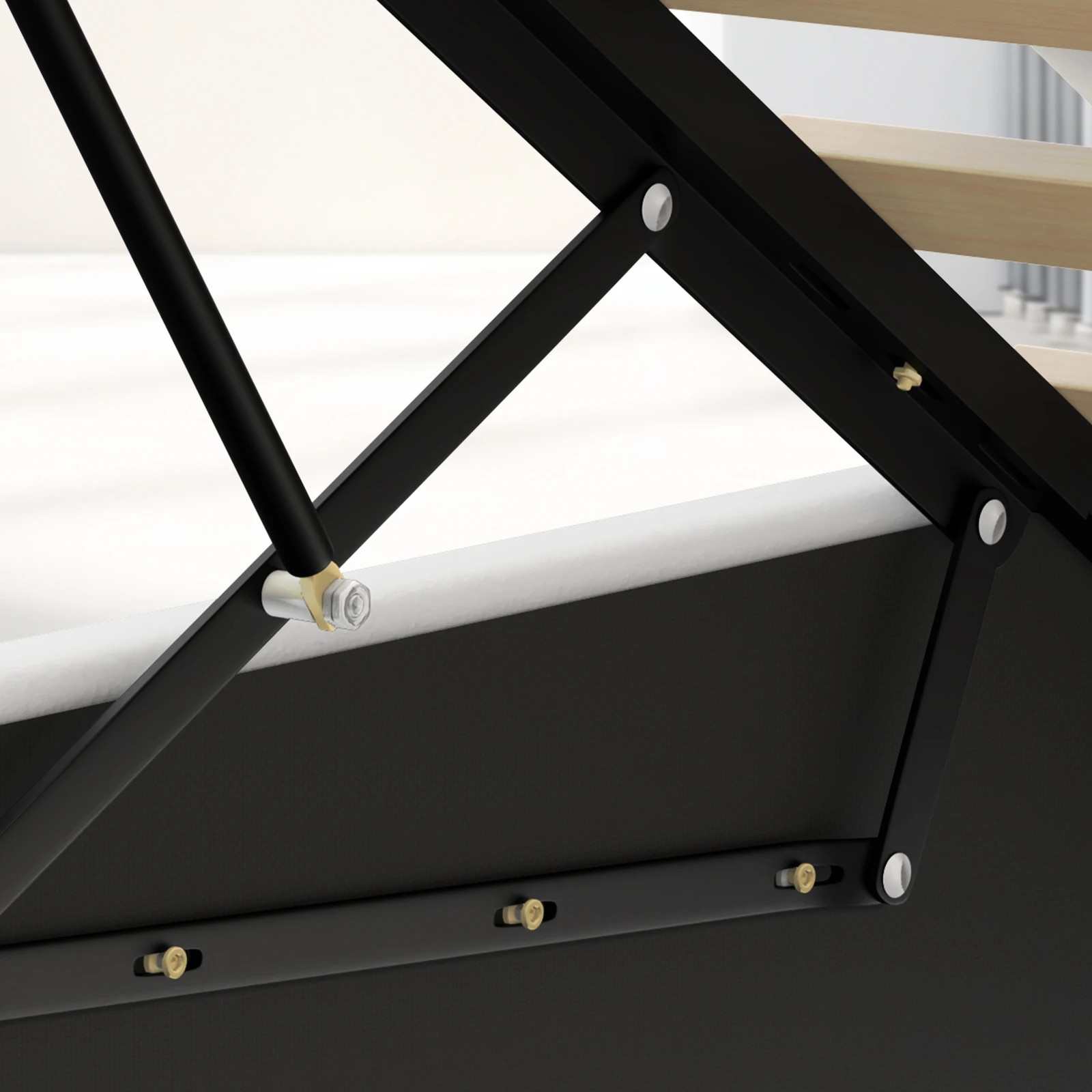 7 Alfordson Bed Frame Queen Size RGB LED Gas Lift Storage Base Luchino - White, 7 of 10