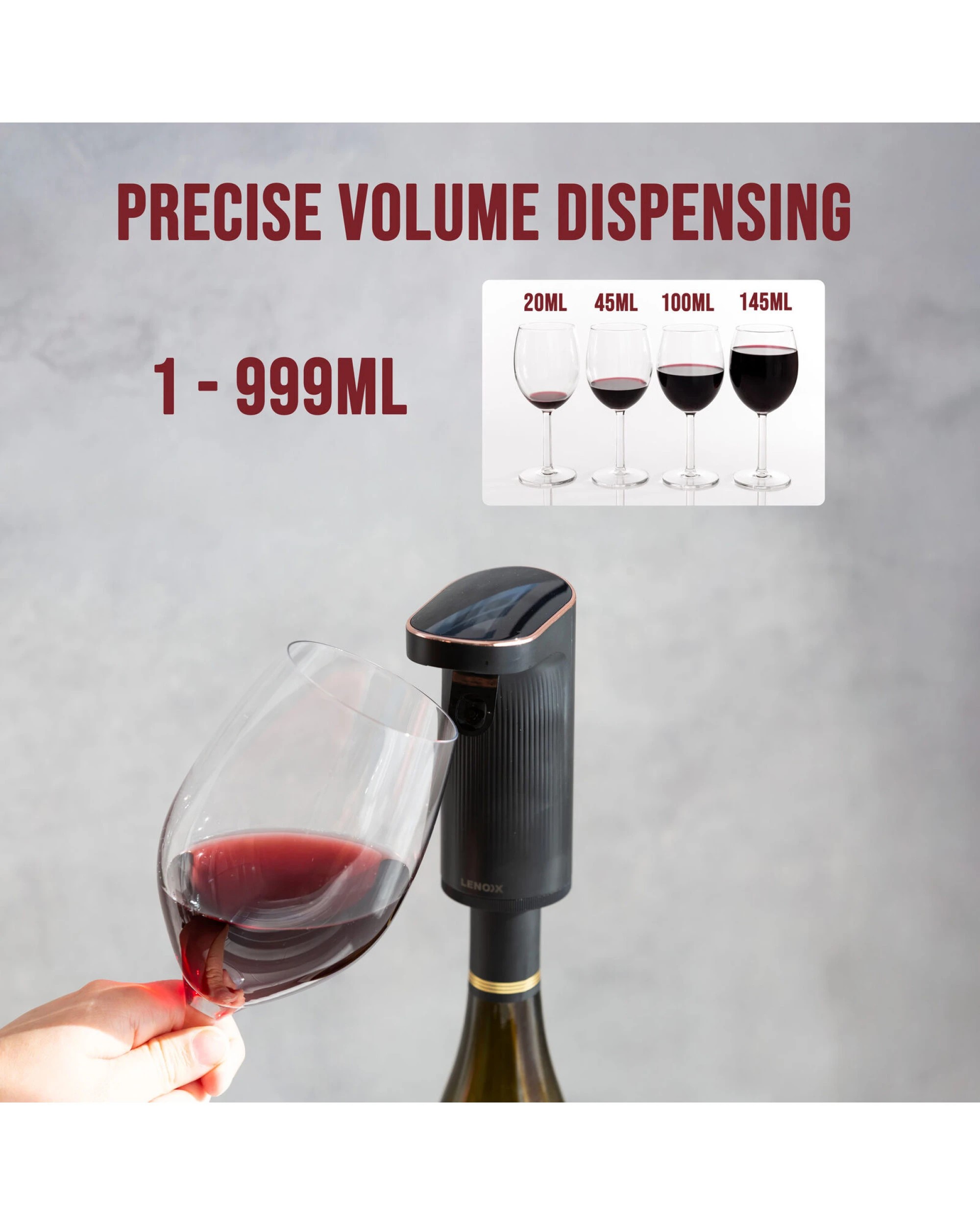 3 Lenoxx Instant Wine Aerator & Dispenser with Adjustable Bottle Fit, 3 of 7