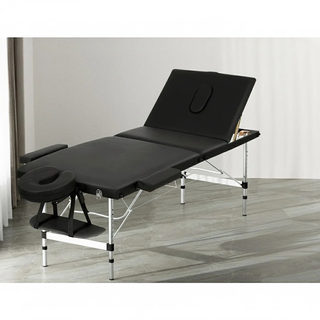 4 Zenses Massage Table 65cm Portable 3 Fold Aluminium Beauty Bed - Black, 4 of 6