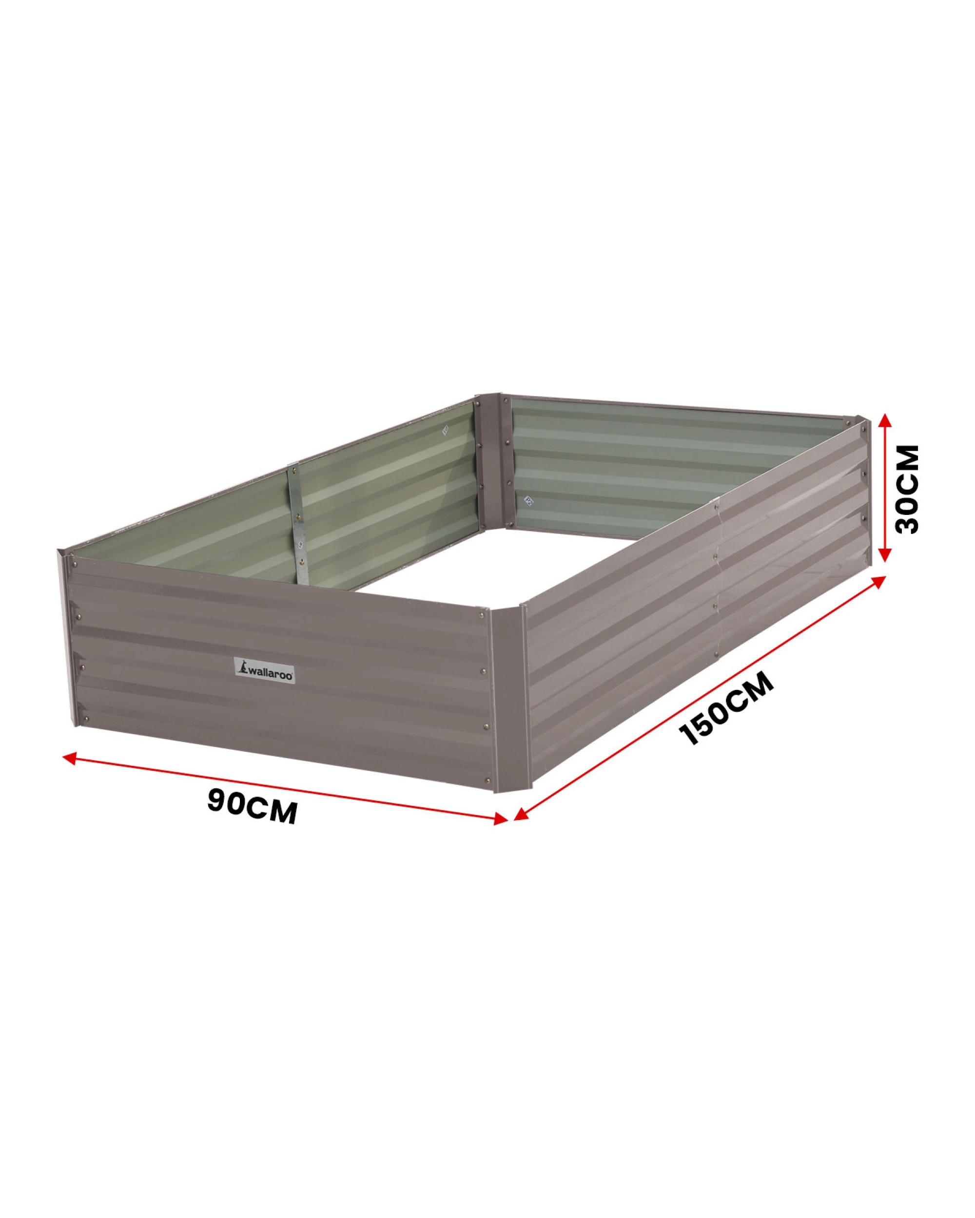2 Wallaroo Galvanized Steel Raised Garden Bed 150 x 90 x 30cm Plants Vegetables Herbs Flowers - Grey, 2 of 5