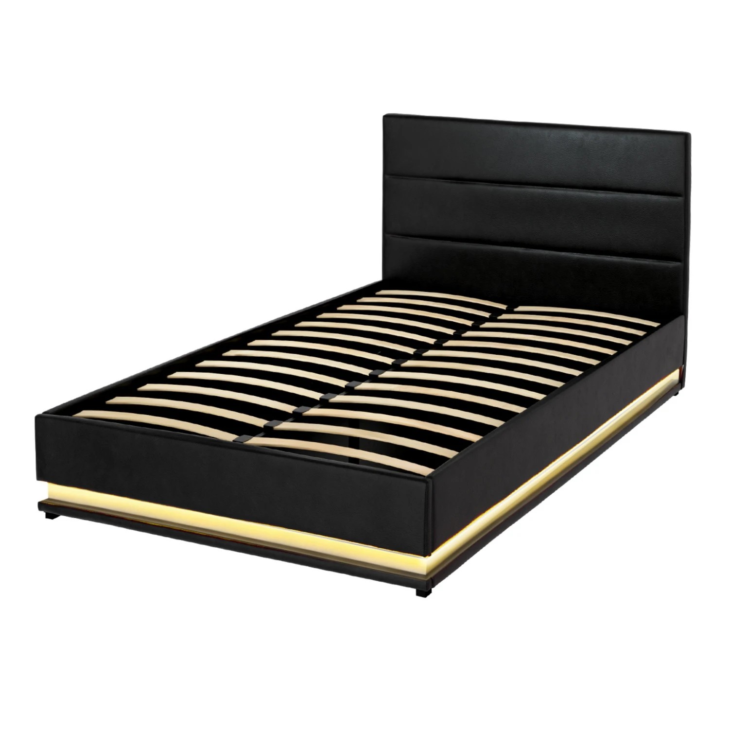 1 Artiss Bed Frame King Single Size LED Gas Lift LUMI - Black, 1 of 6