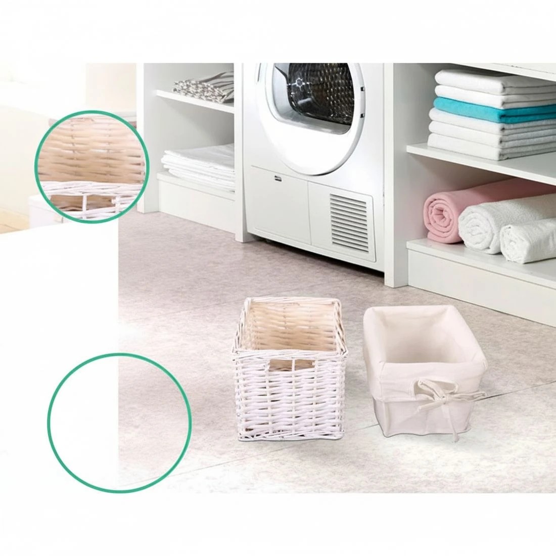 5 Artiss Bedside Table 1 Drawer with Basket Rustic  X2 - White, 5 of 7