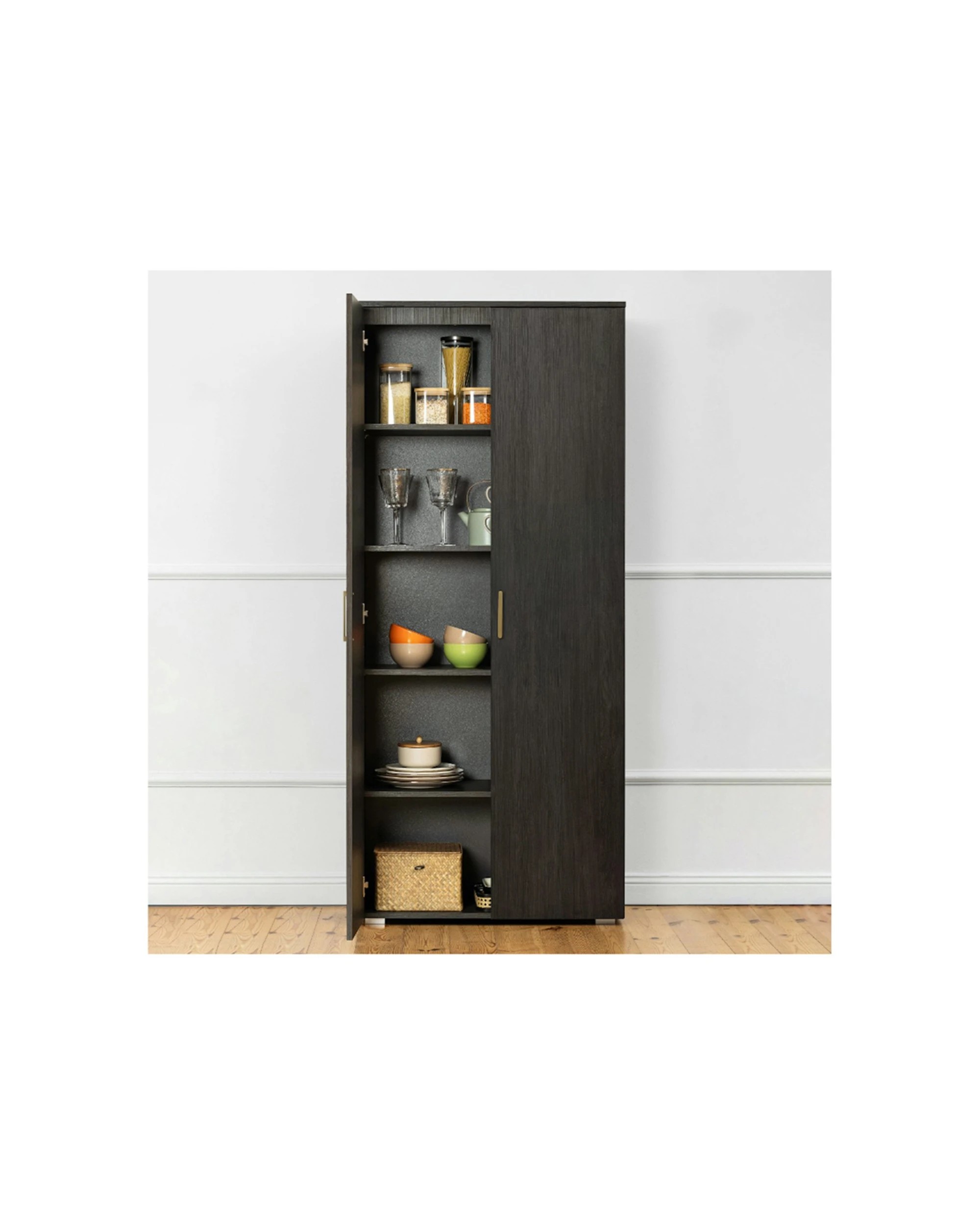 3 European Cabinetry Stockholm Nordic Ash Storage Cupboard Scandi Brass Handle - Brown, 3 of 5