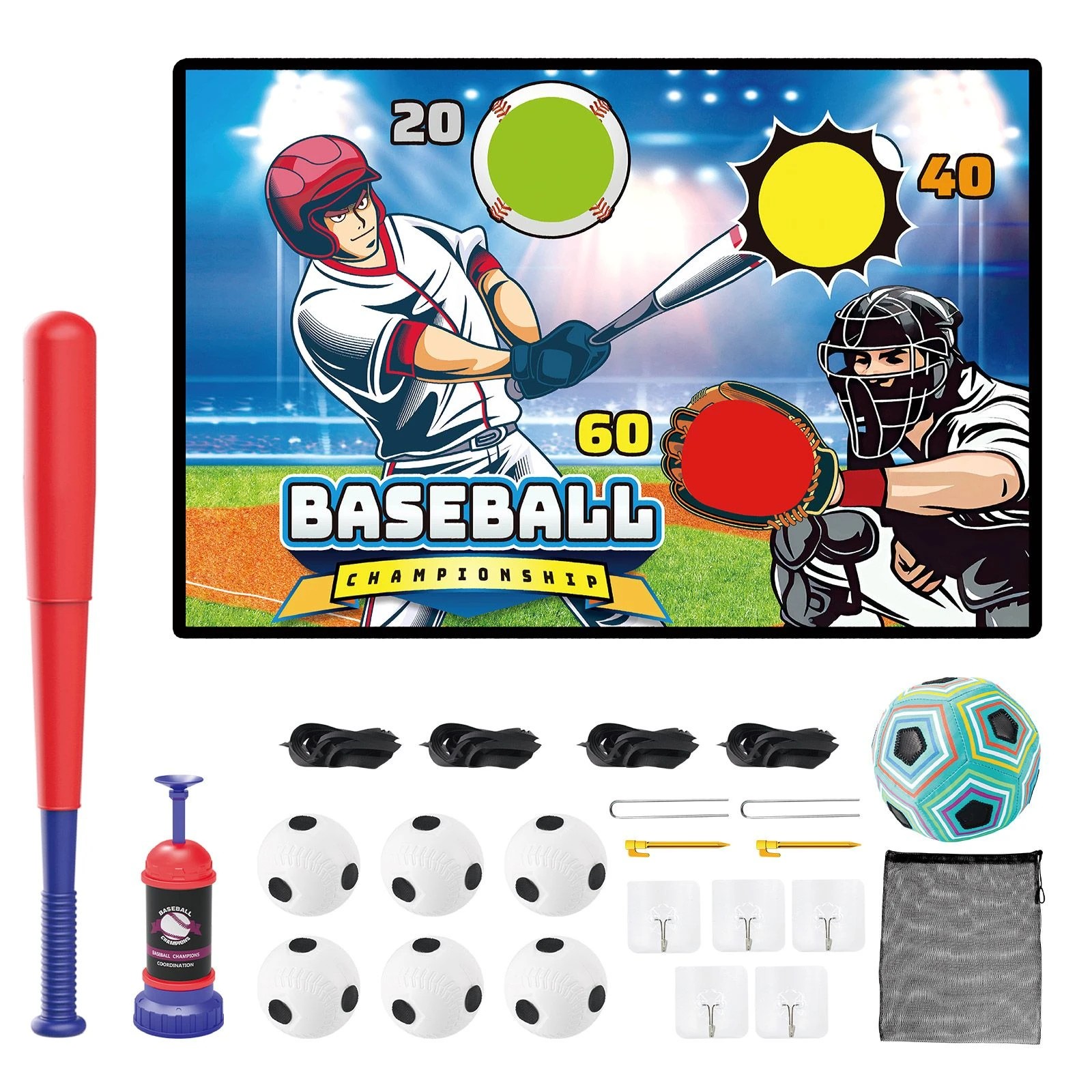 4 Ausway Kids Baseball Training Target Mat Game Set, Childrens Soccer Pitching Practice, 4 of 7