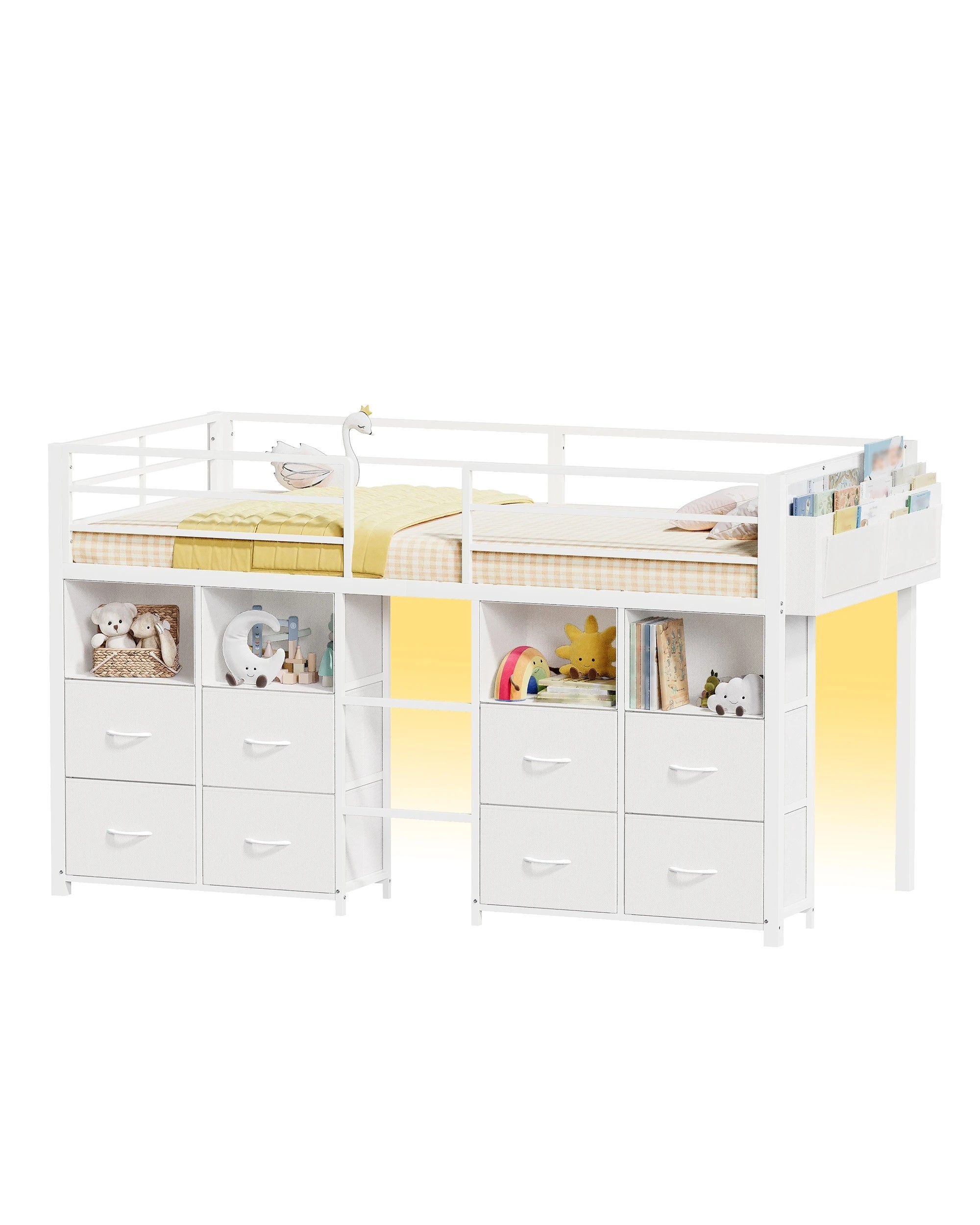 4 Ufurniture Kids Low Loft Metal Bed Frame for Small Rooms - Single Bed - White, 4 of 7