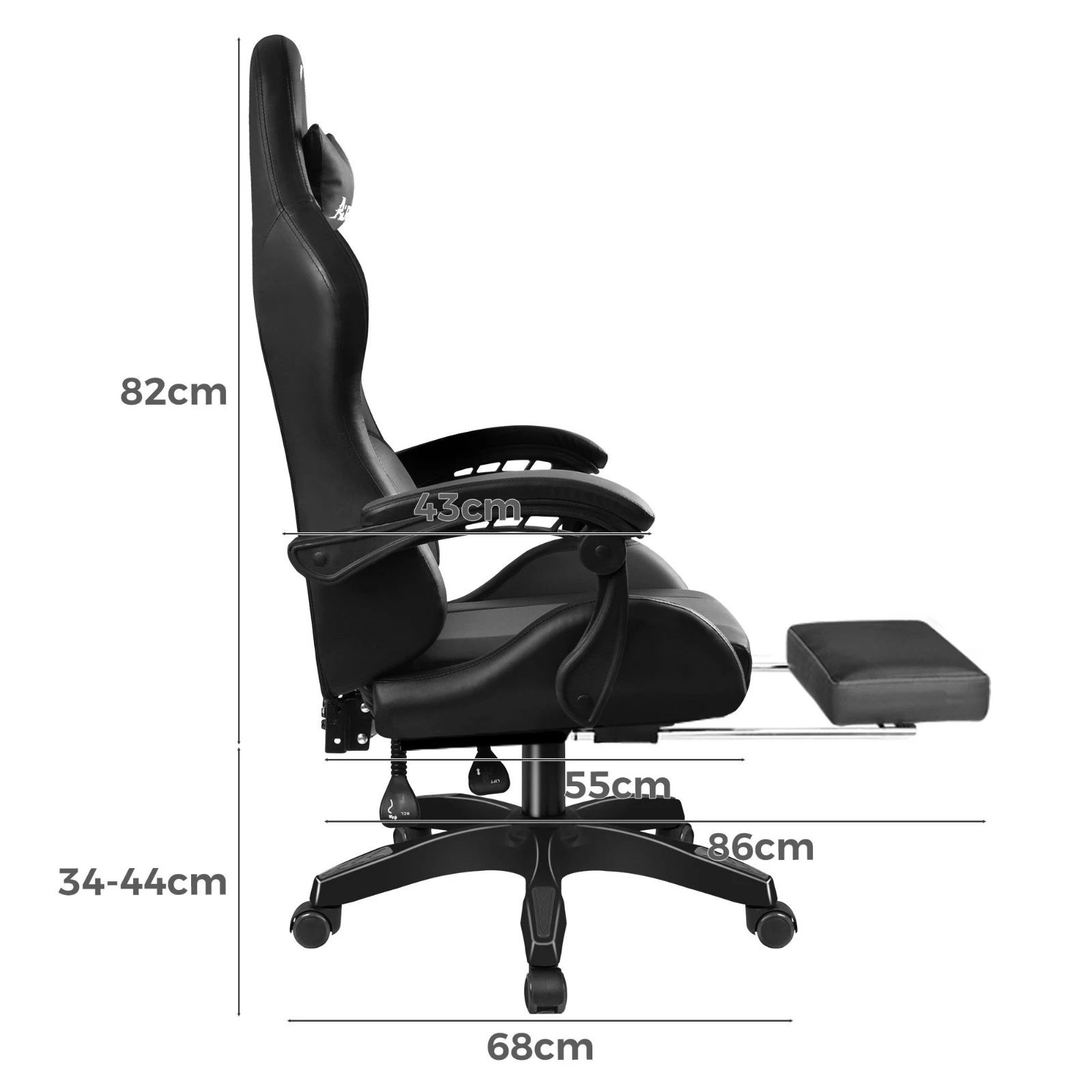 4 Alfordson Gaming Office Chair Extra Large Pillow Racing Executive Footrest Seat - Grey, 4 of 10