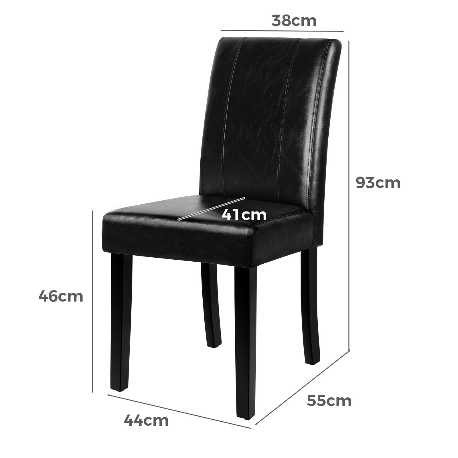 8 Alfordson 2x Dining Chairs Cafe Kitchen High-Back Chair Glossy PU Leather - Black, 8 of 10