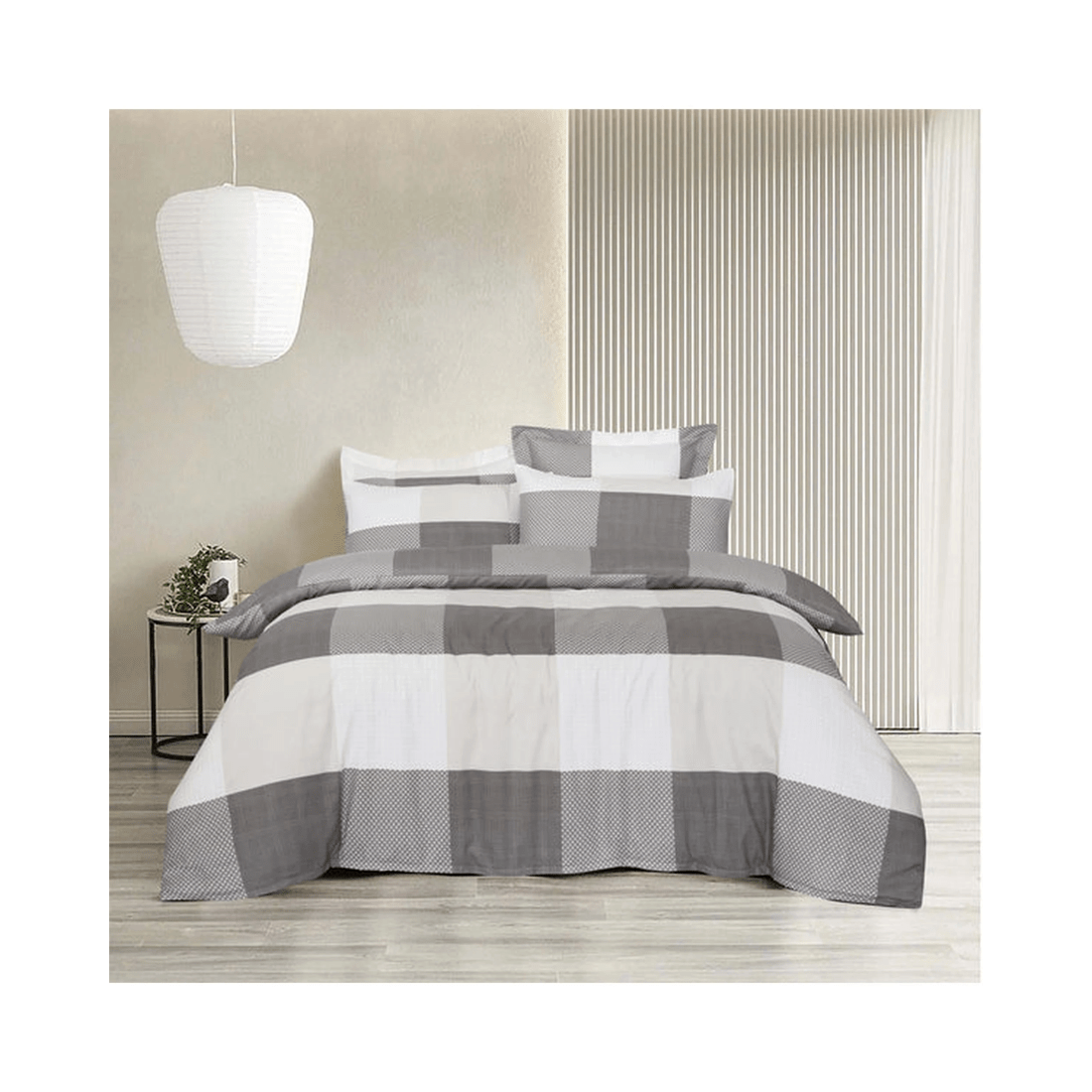 2 Amsons King Quilt Cover Set - Grey Check, Premium Double Brushed Microfiber
 - King Bed
 - pattern, 2 of 6