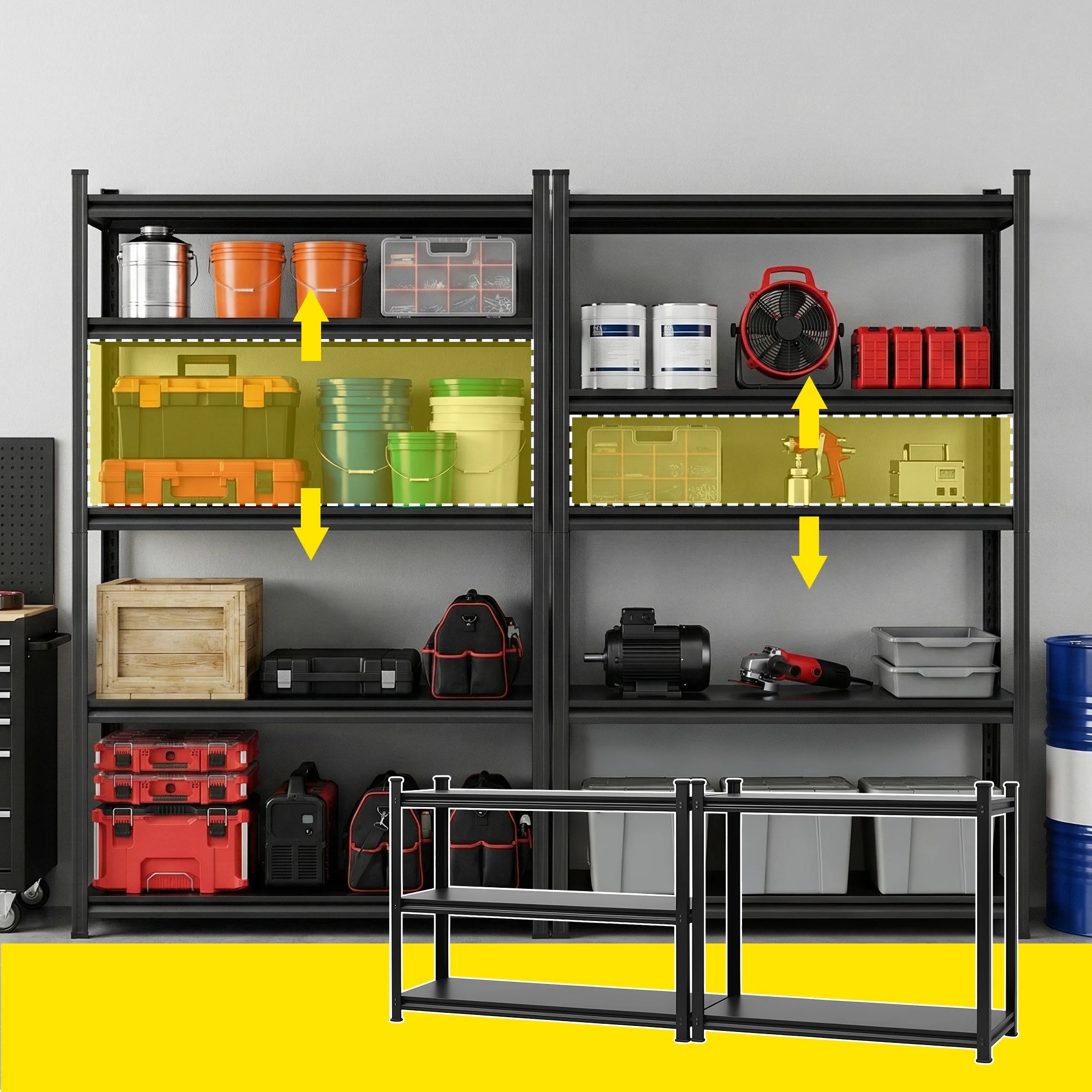5 Giantz Garage Shelving 2.4X1.8m Warehouse Rack Storage Shelves Workshop Racks Steel - Black, 5 of 8