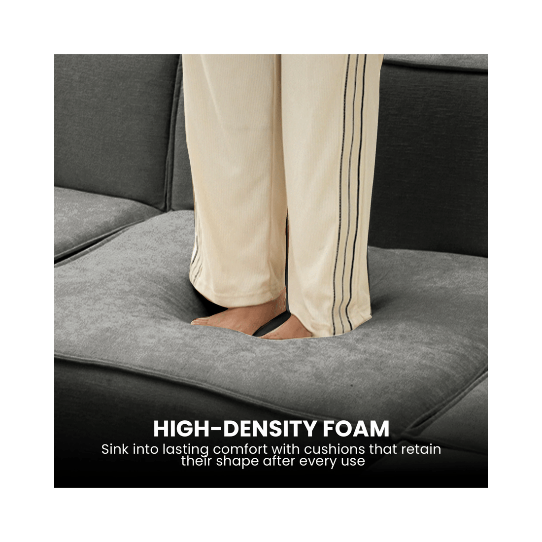 9 Sarantino Novi 3-seater Modular Sofa With Ottoman In Grey Non-slip Bottom Lounge, 9 of 9