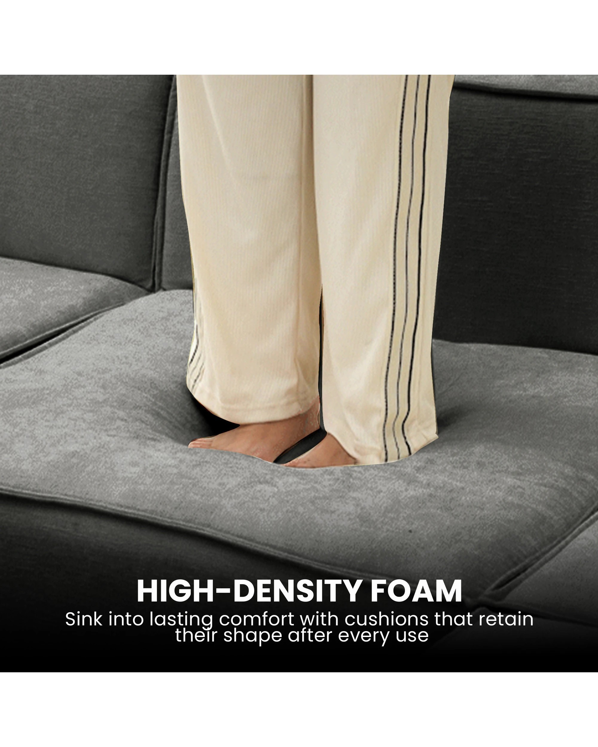 9 Sarantino Novi 3-seater Modular Sofa With Ottoman In Grey Non-slip Bottom Lounge, 9 of 9