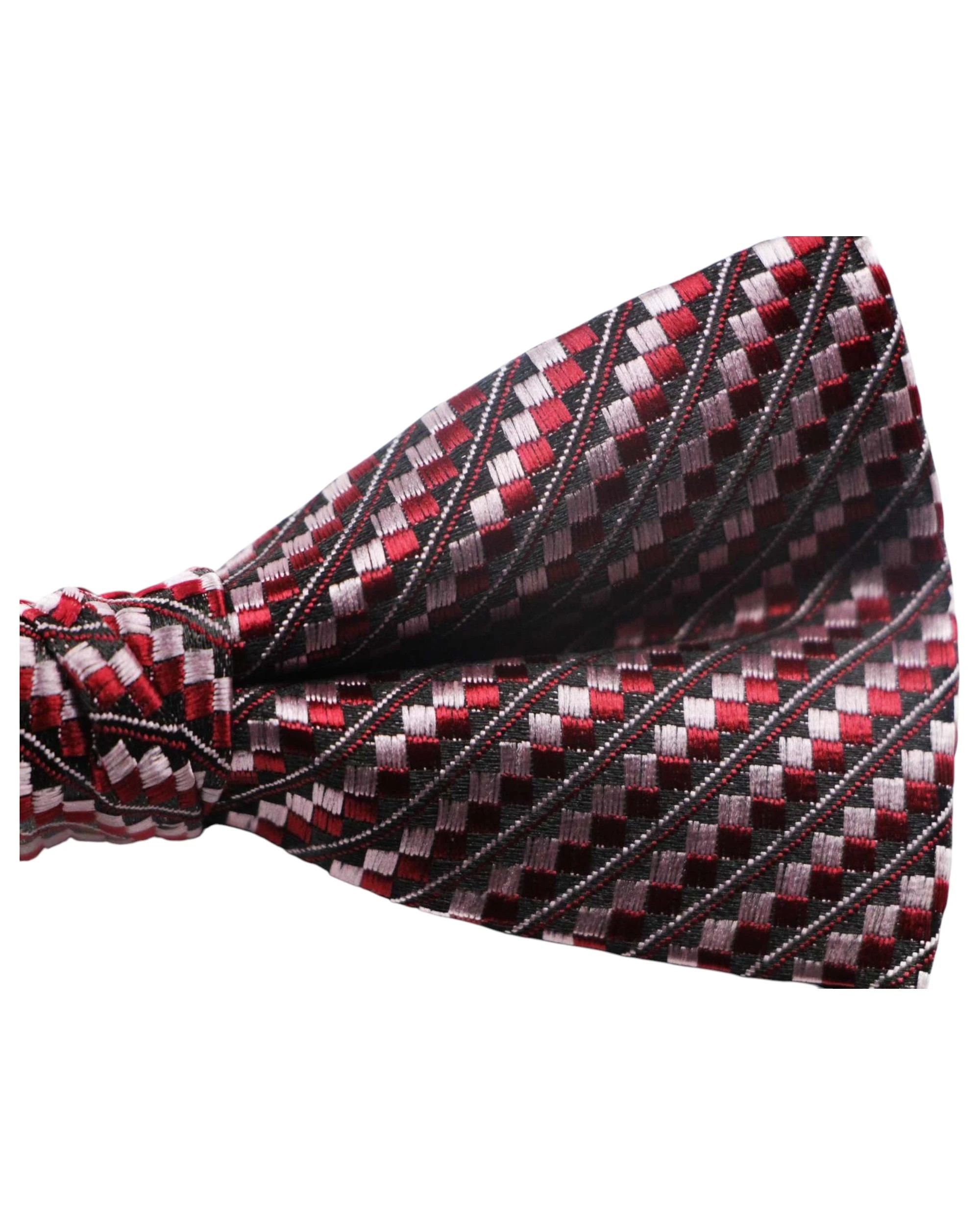 3 Zasel Mens Black, Red & Pink Patterned Bow Tie, 3 of 3