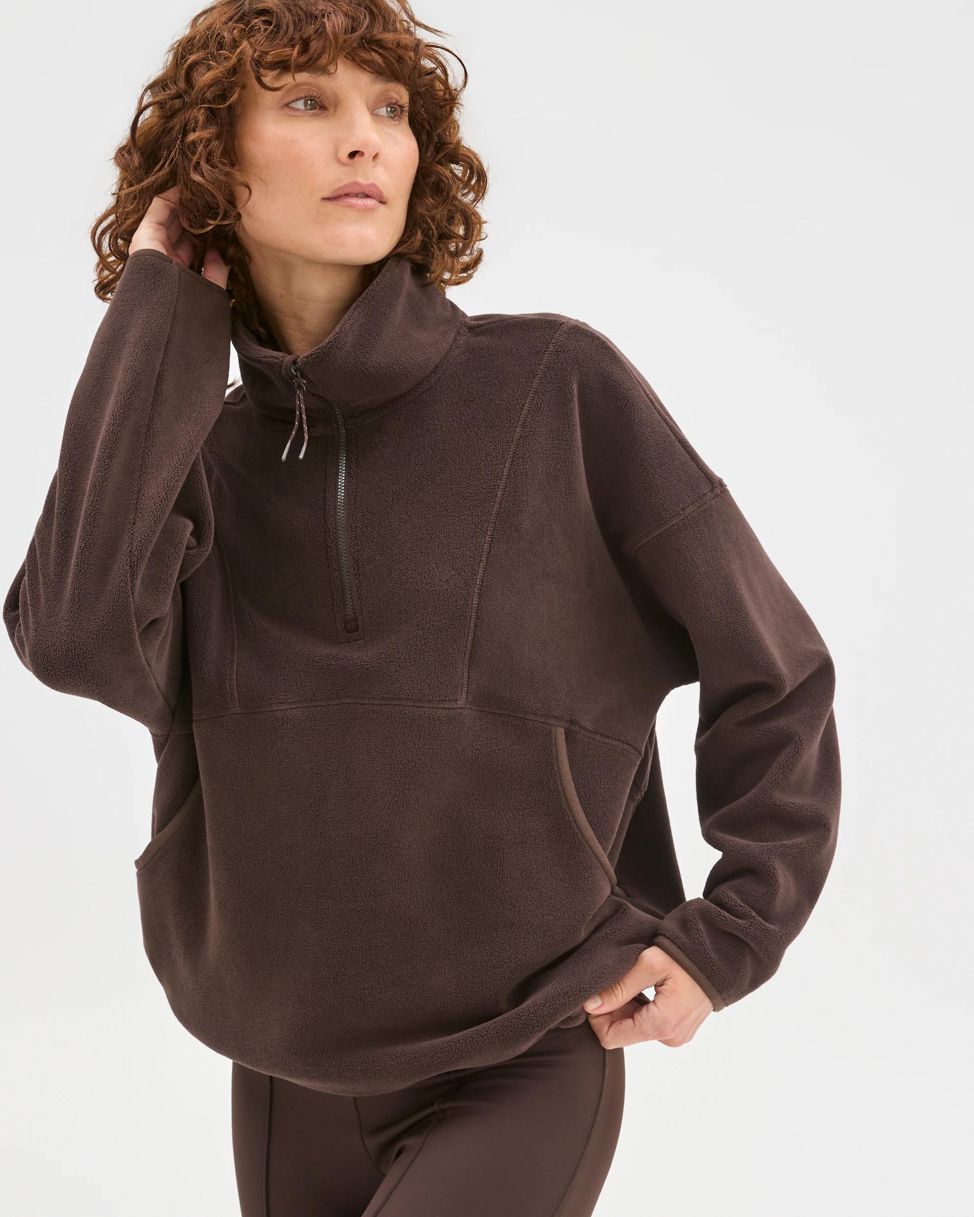 2 Target Woman Polar Fleece 1/4 Zip Jumper COCOA, 2 of 6