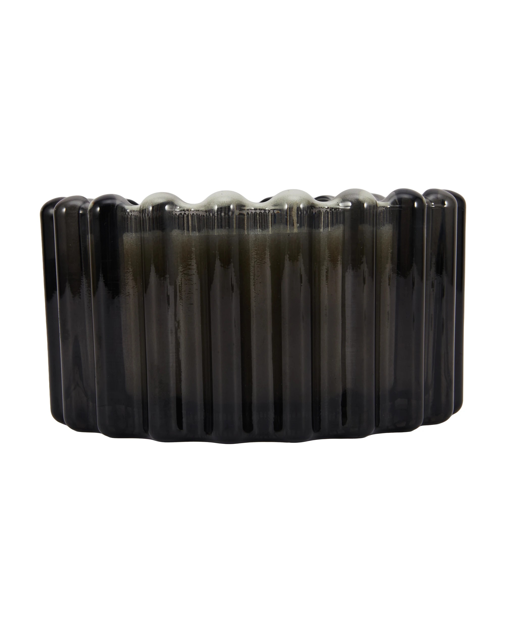 1 Dark Suede Ribbed Glass Candle, 1 of 5