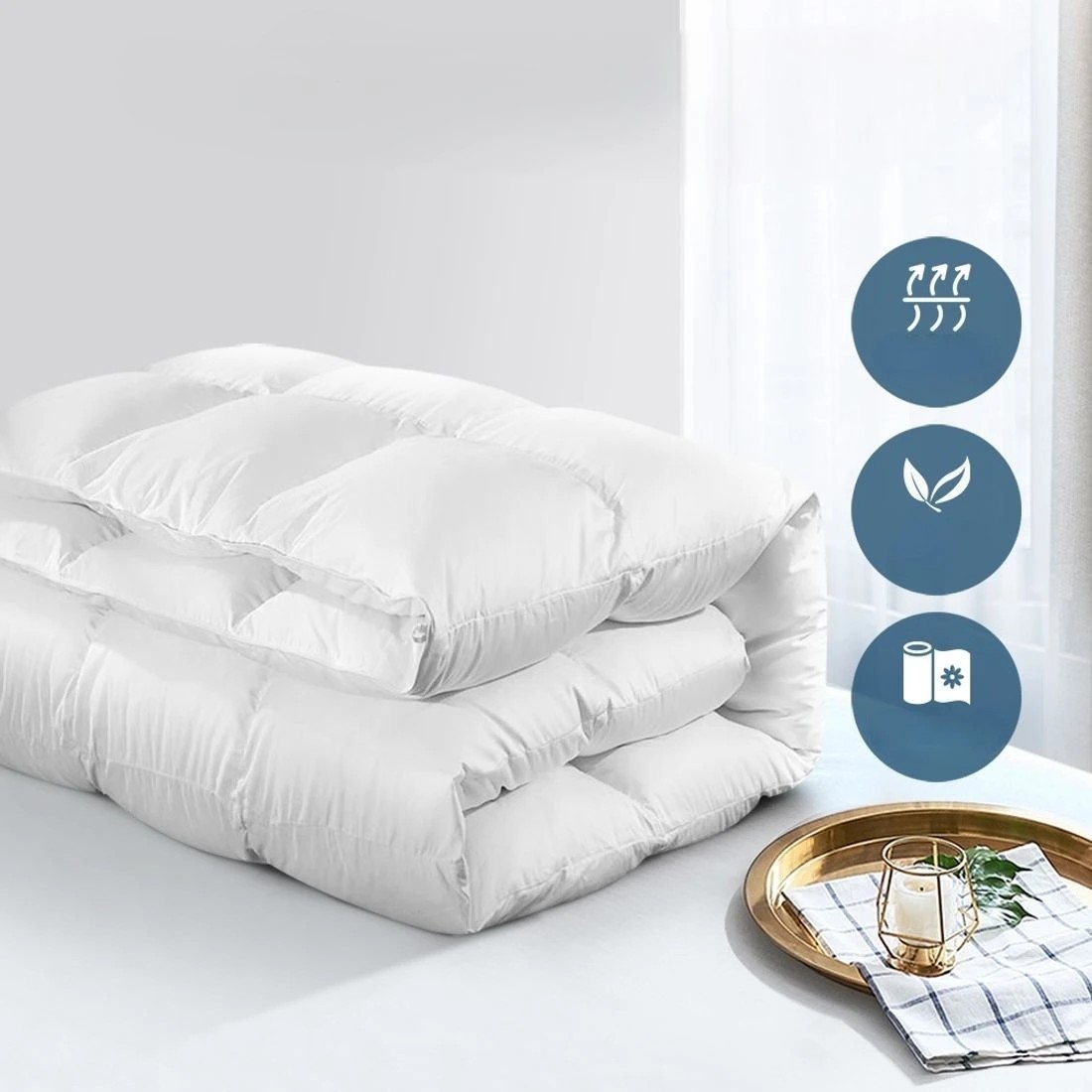 2 Giselle Bedding 500GSM Duck Down Feather Quilt - King Bed - White, 2 of 8