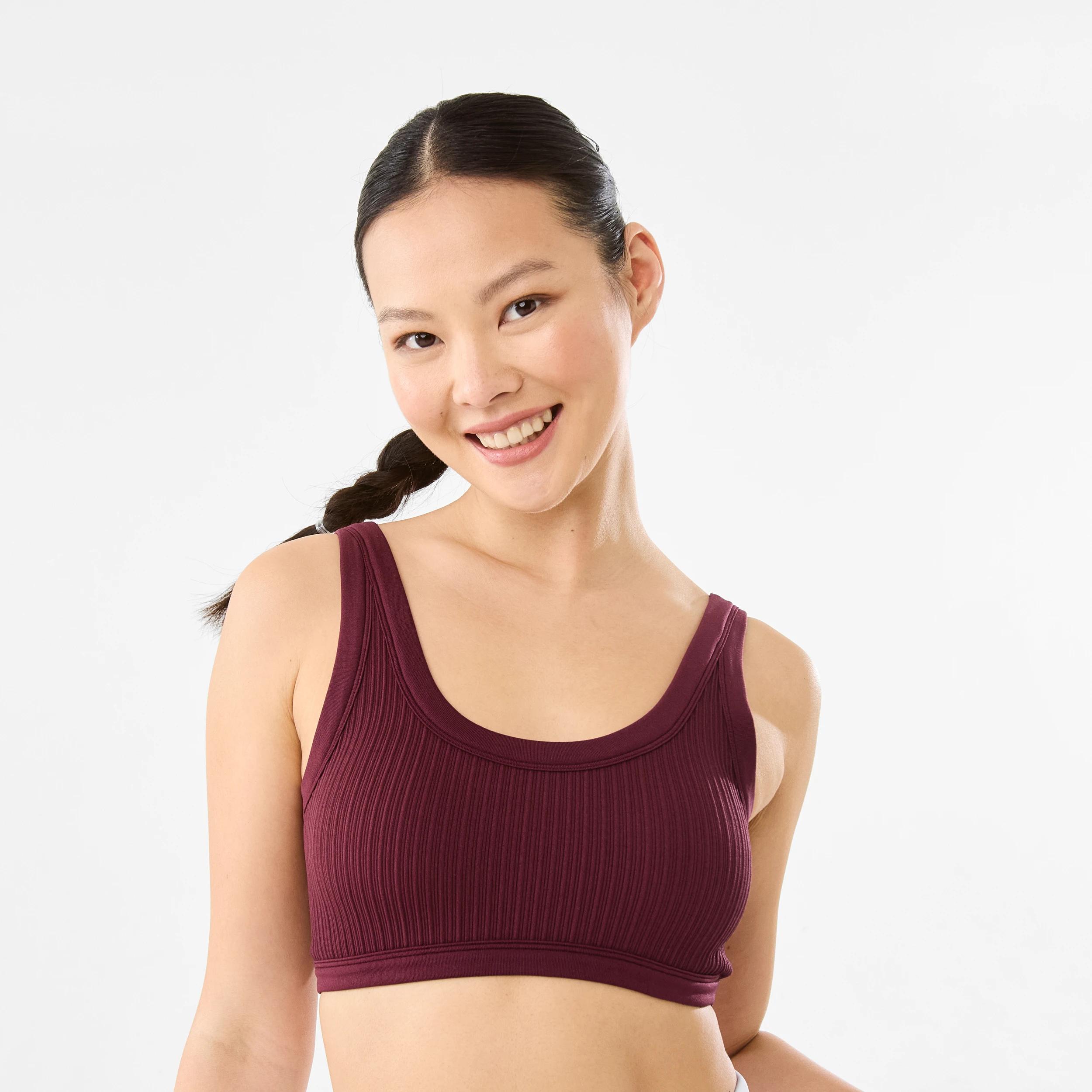 1 Active Womens Seamfree Rib Crop Top BURGUNDY CHERRY, 1 of 9
