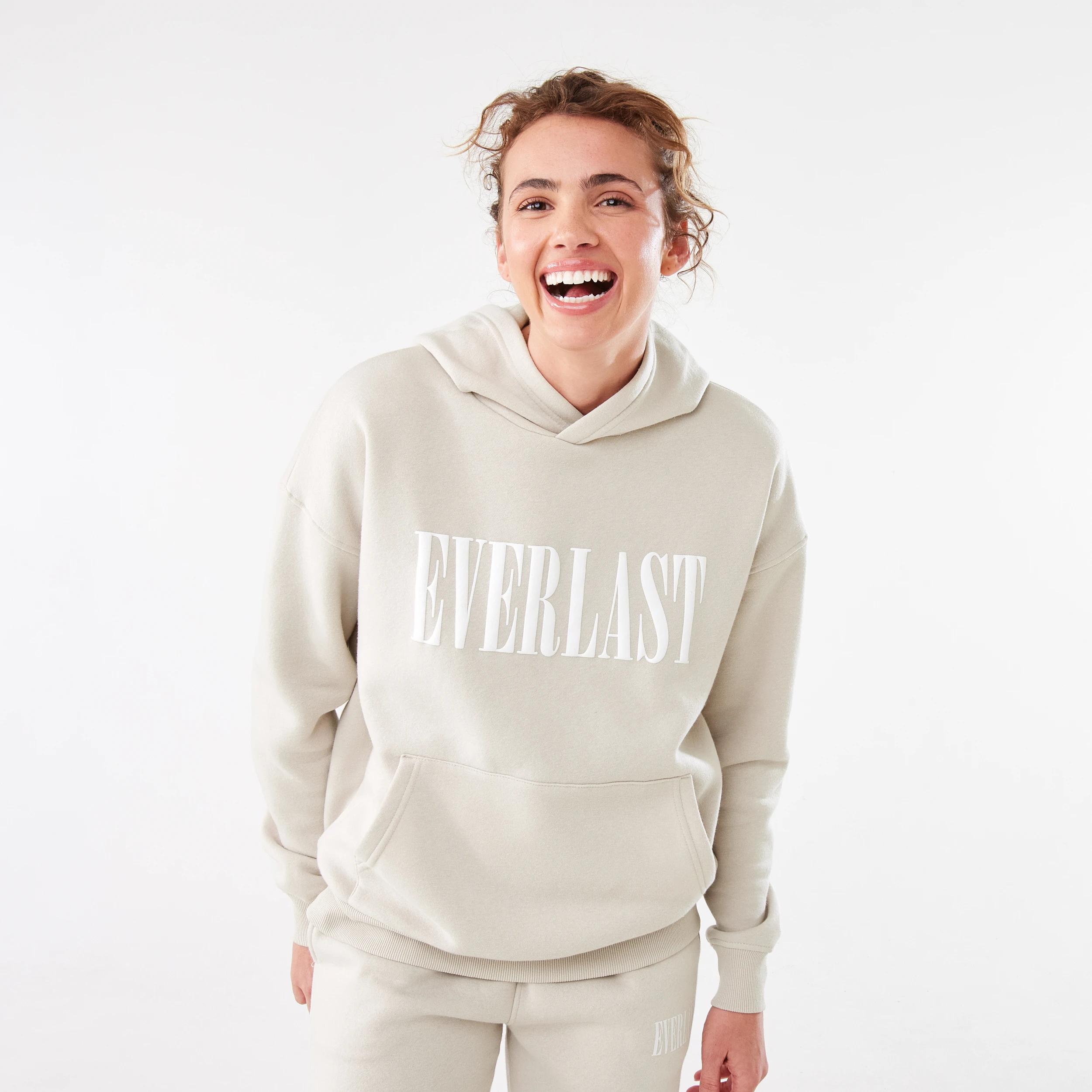 1 Everlast Womens Athletic Club Hoodie EVERLAST BUBBLE LOGO STONE, 1 of 9