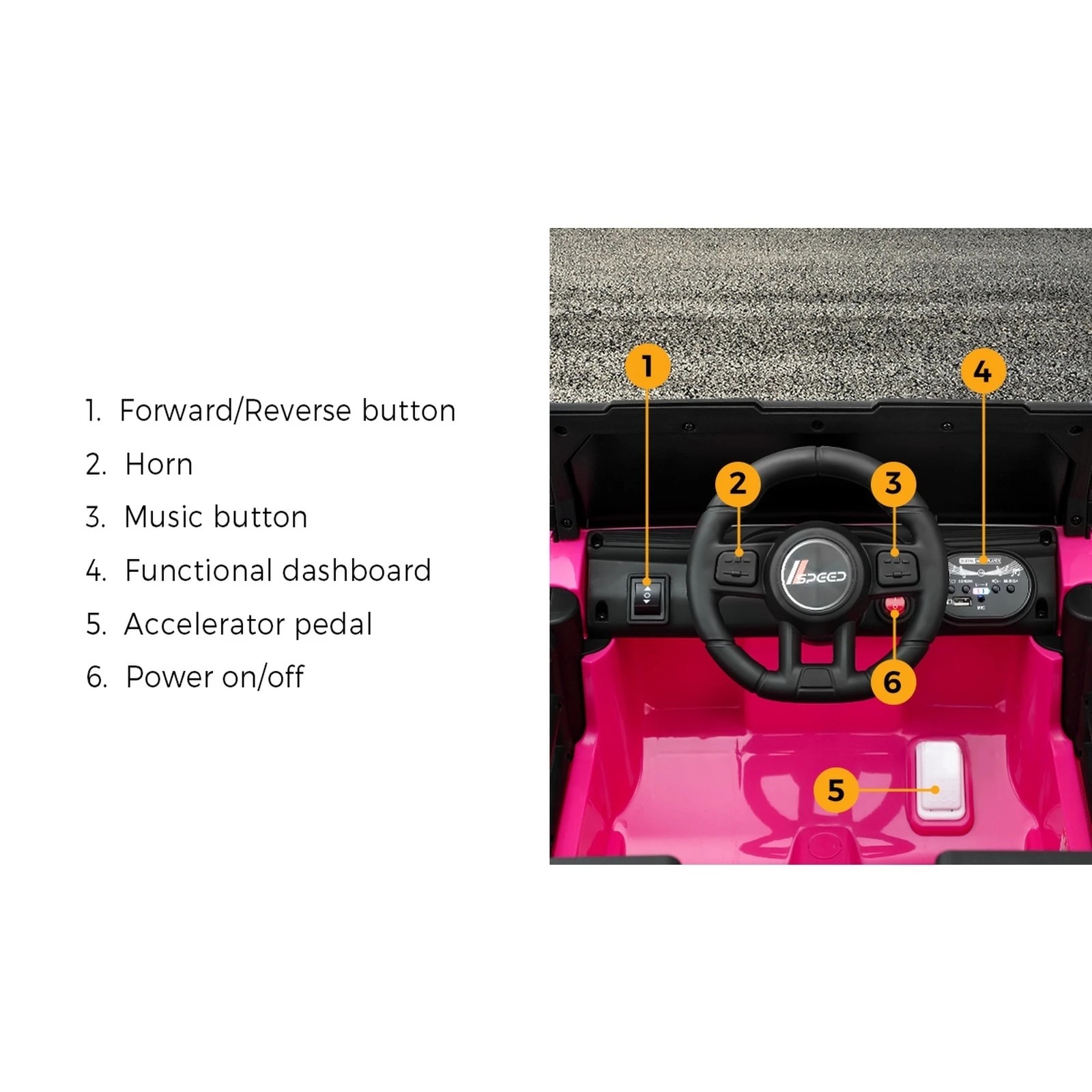 5 Mazam Kids Ride On Cars Remote Control 12v Electric Toy Jeep Horn Music Car
 - Pink, 5 of 10