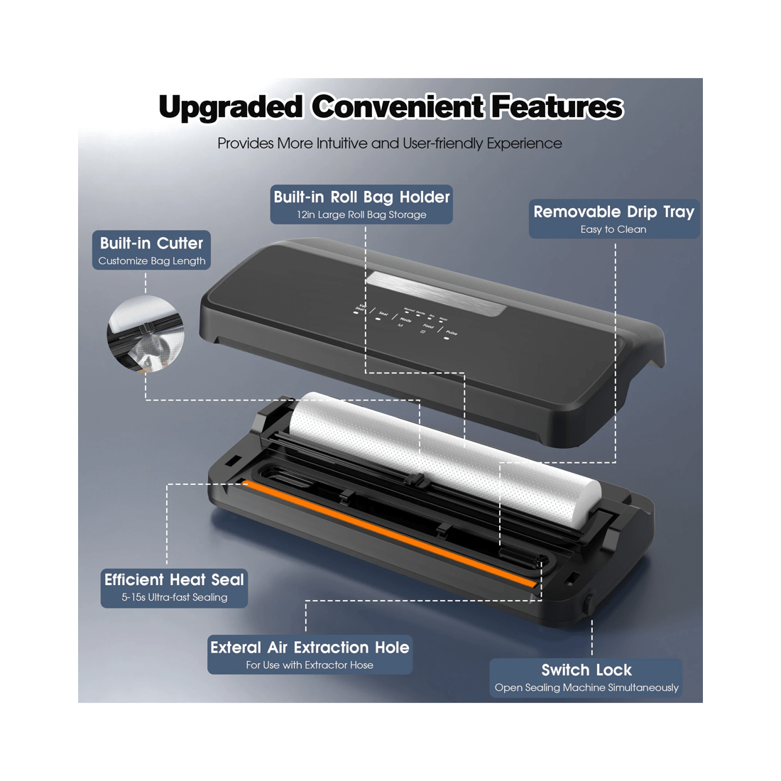 4 Advwin Vacuum Sealer Machine For Food Storage, Dual Pump Food Vacuum Sealer With Built-in Cutter, 4 of 8