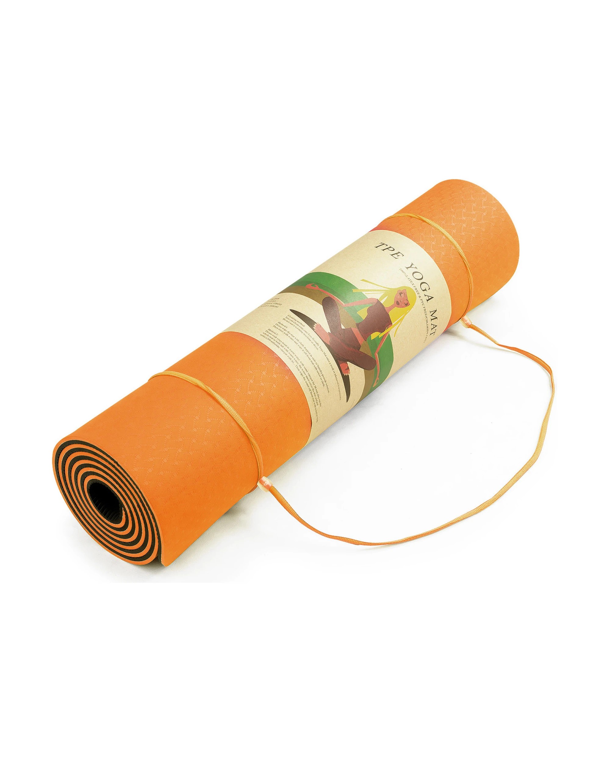 5 Powertrain 8mm Thick Yoga Exercise Mat Home Gym Pilates Fitness Dual Layer TPE - Orange, 5 of 5