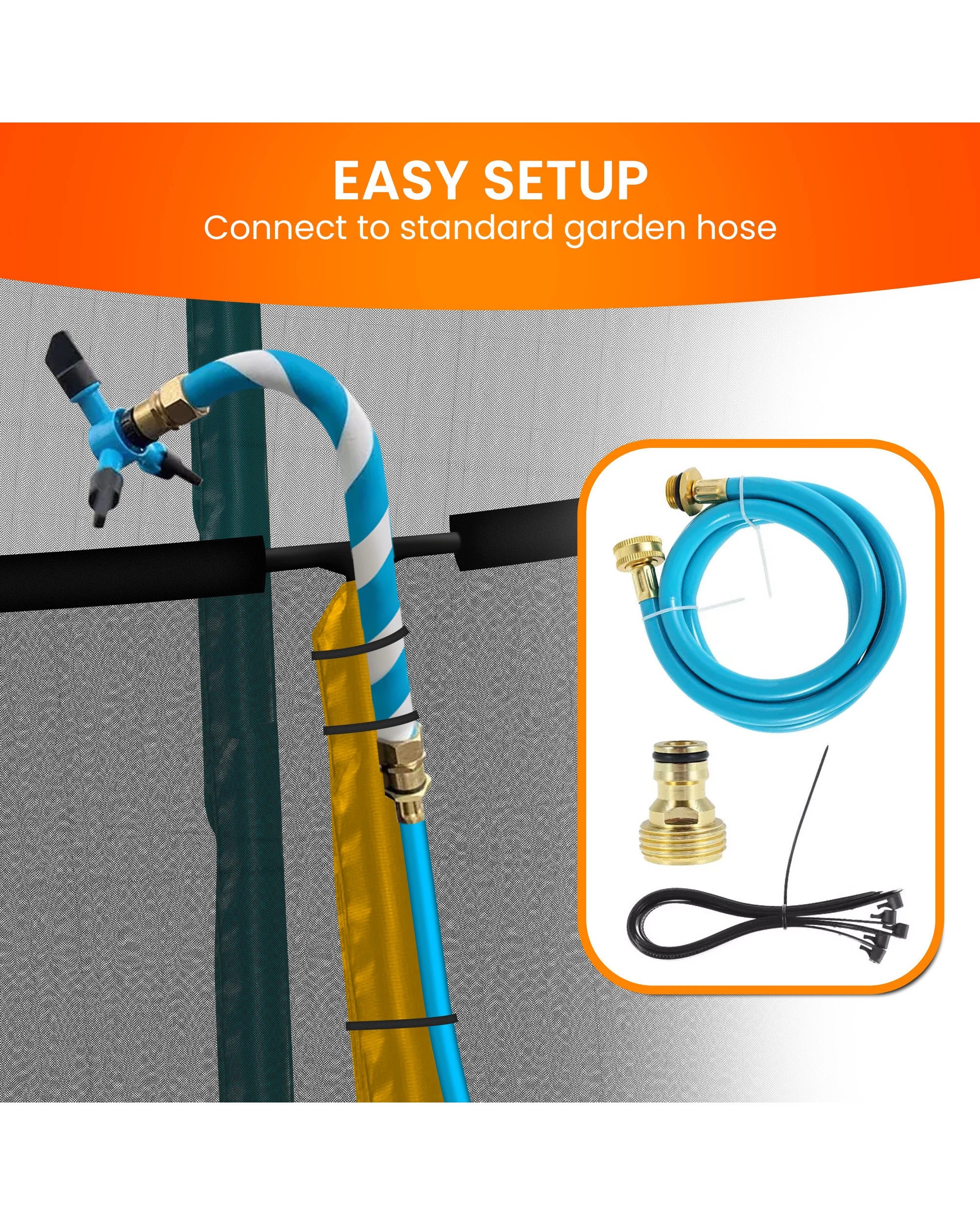 8 Kahuna Waterpark Rotating Trampoline Water Sprinkler Kit With Adjustable Hose, 8 of 10