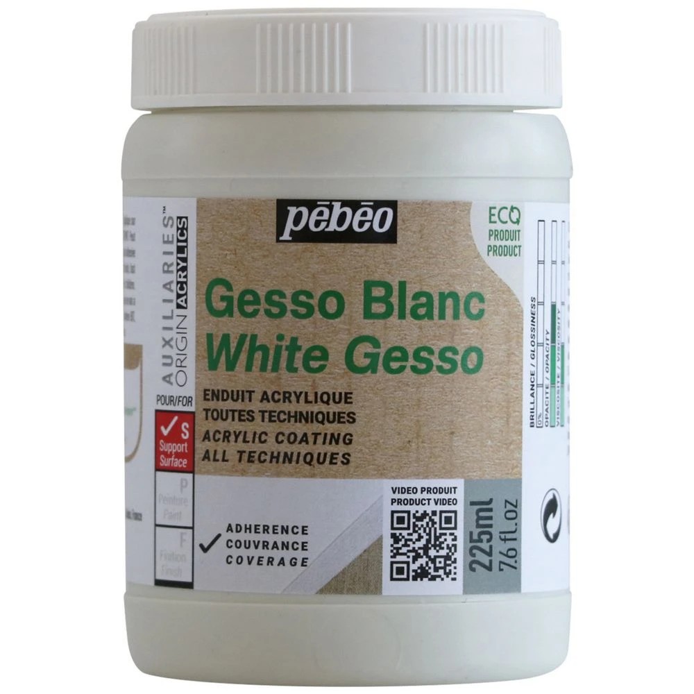 1 Pebeo Origin Acrylics Medium Gesso 225mL White, 1 of 2