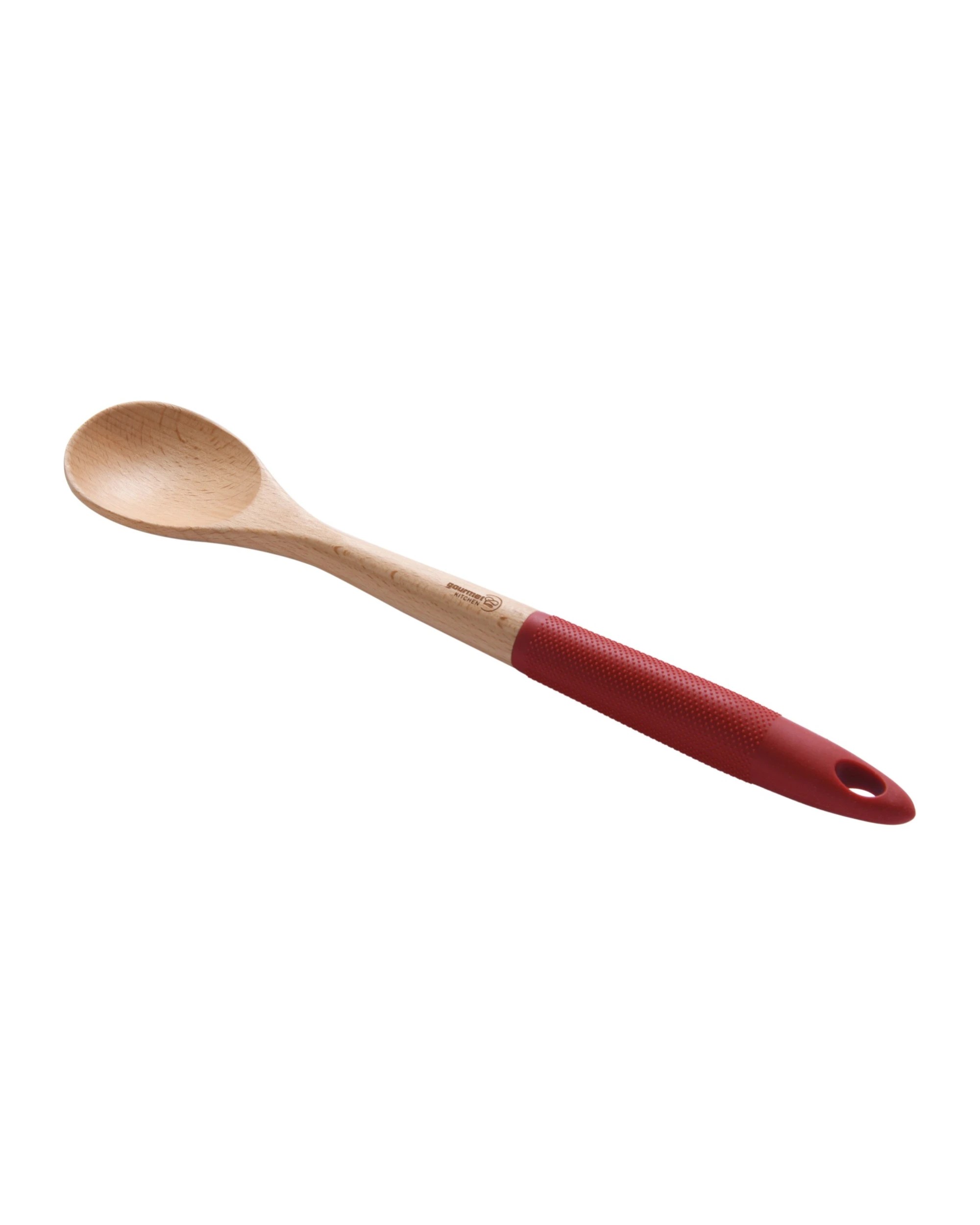 5 Gourmet Kitchen 4 Piece Rustic Beech Wood Kitchen Utensil Set with Silicone Grip - Red, 5 of 9
