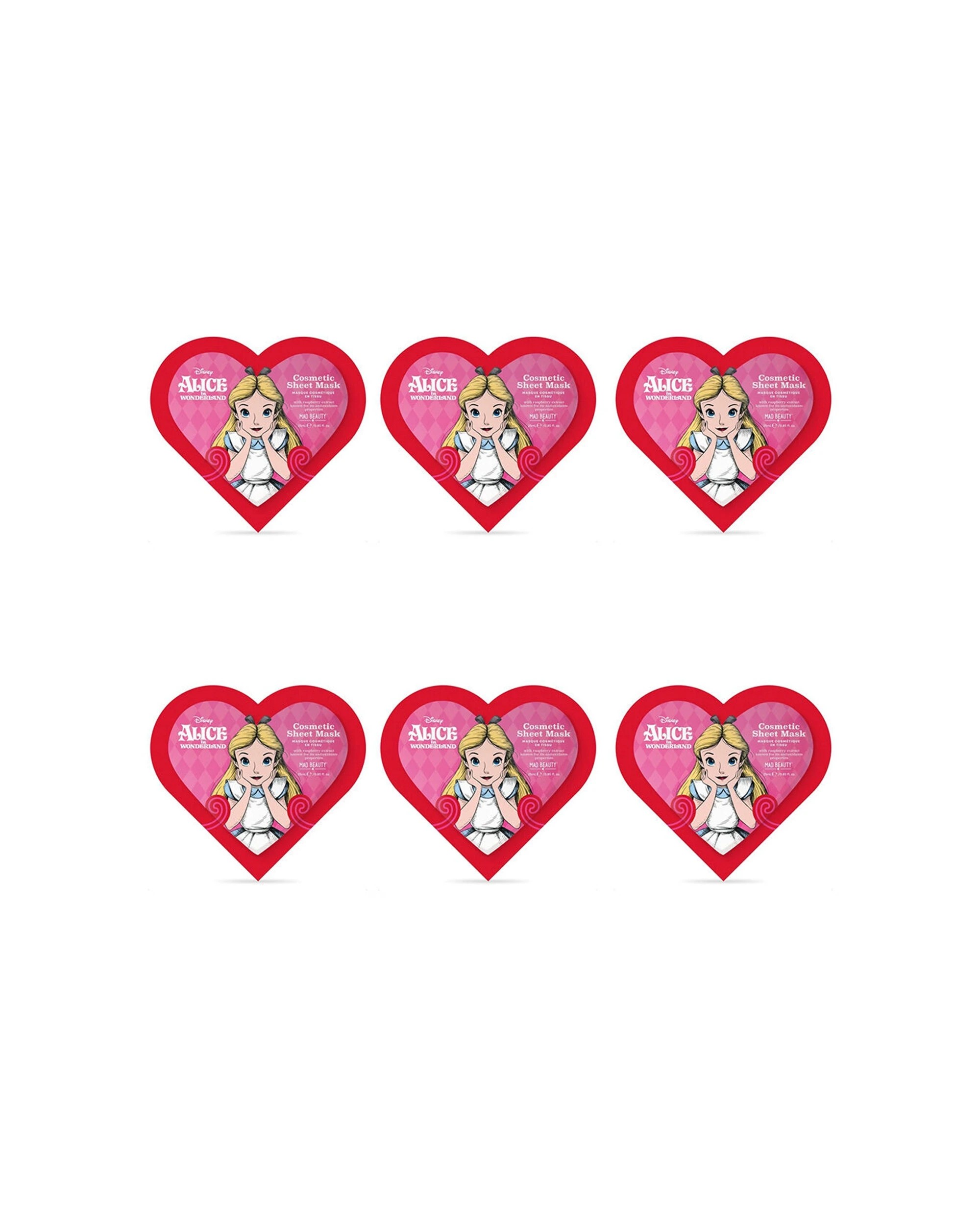 1 Disney Alice in Wonderland Cosmetic Skincare Sheet Mask Raspberry 6PK - Pink, 1 of 3